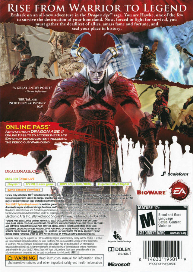 Dragon Age 2 Xbox 360 - Video Game - Used - CaveGamers - Image 2