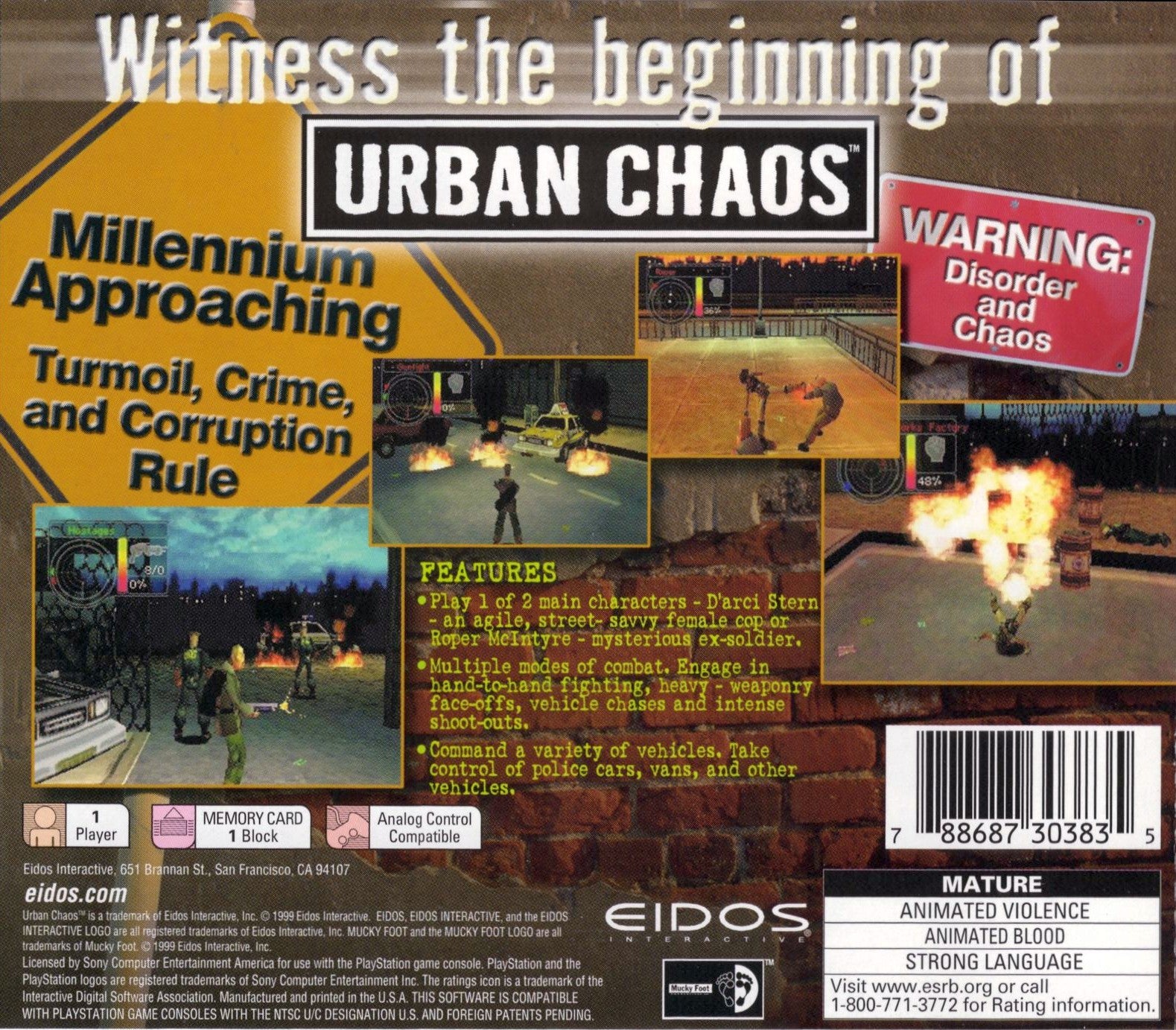 Urban Chaos Playstation - Video Game - Used - CaveGamers - Image 2