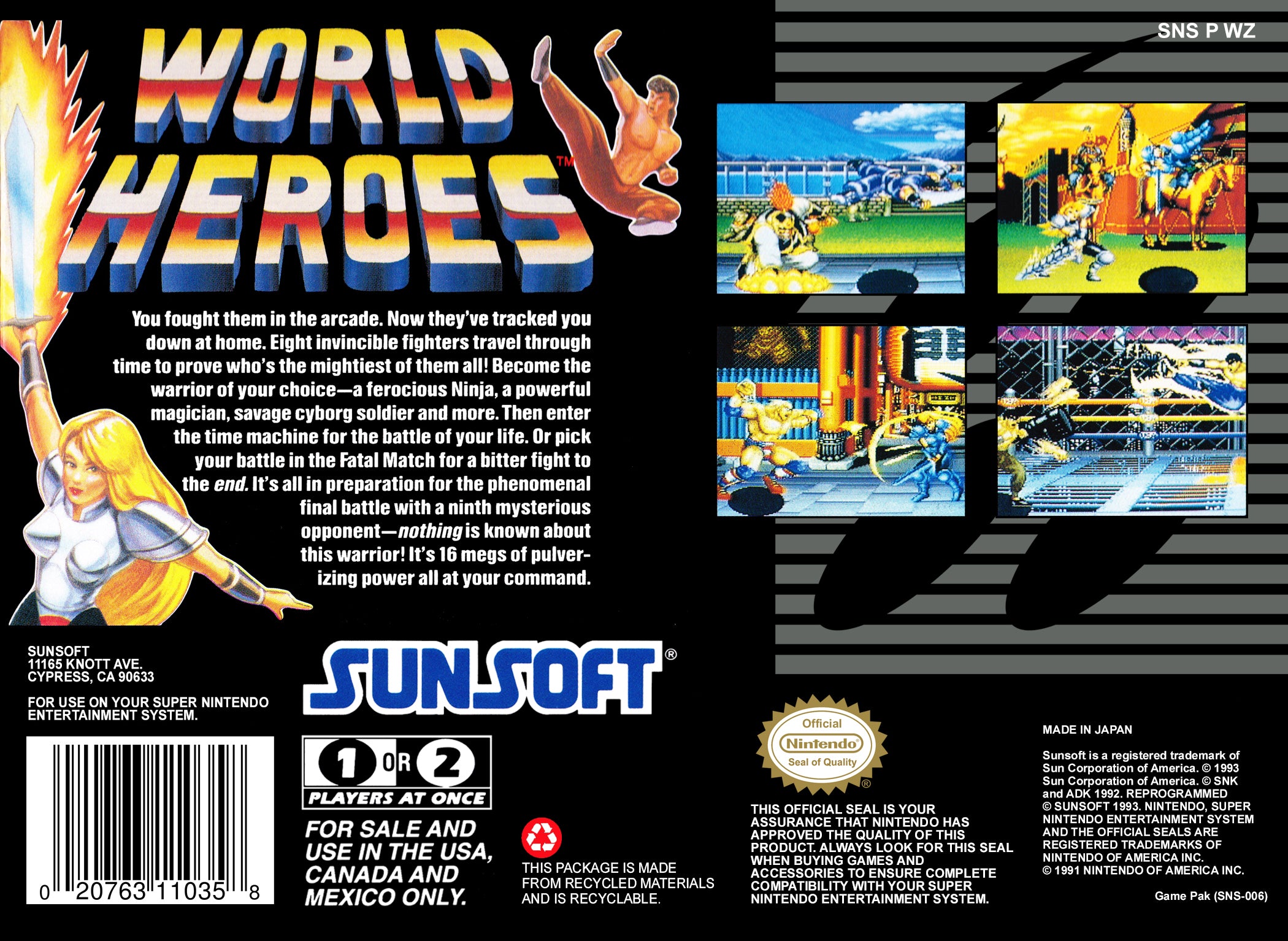 World Heroes SNES - Video Game - Used - CaveGamers - Image 2
