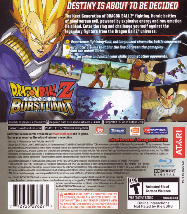 Dragon Ball Z Burst Limit PS3 - Video Game - Used - CaveGamers - Image 2