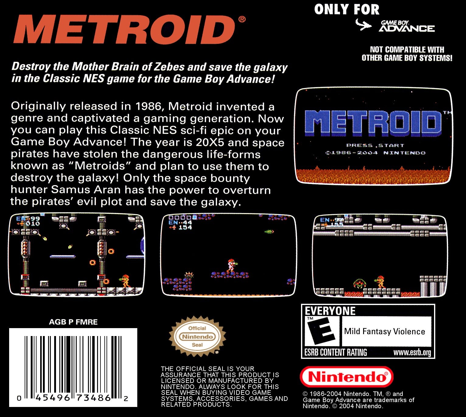Metroid Classic NES Series Game Boy Advance - Video Game - Used - CaveGamers - Image 2