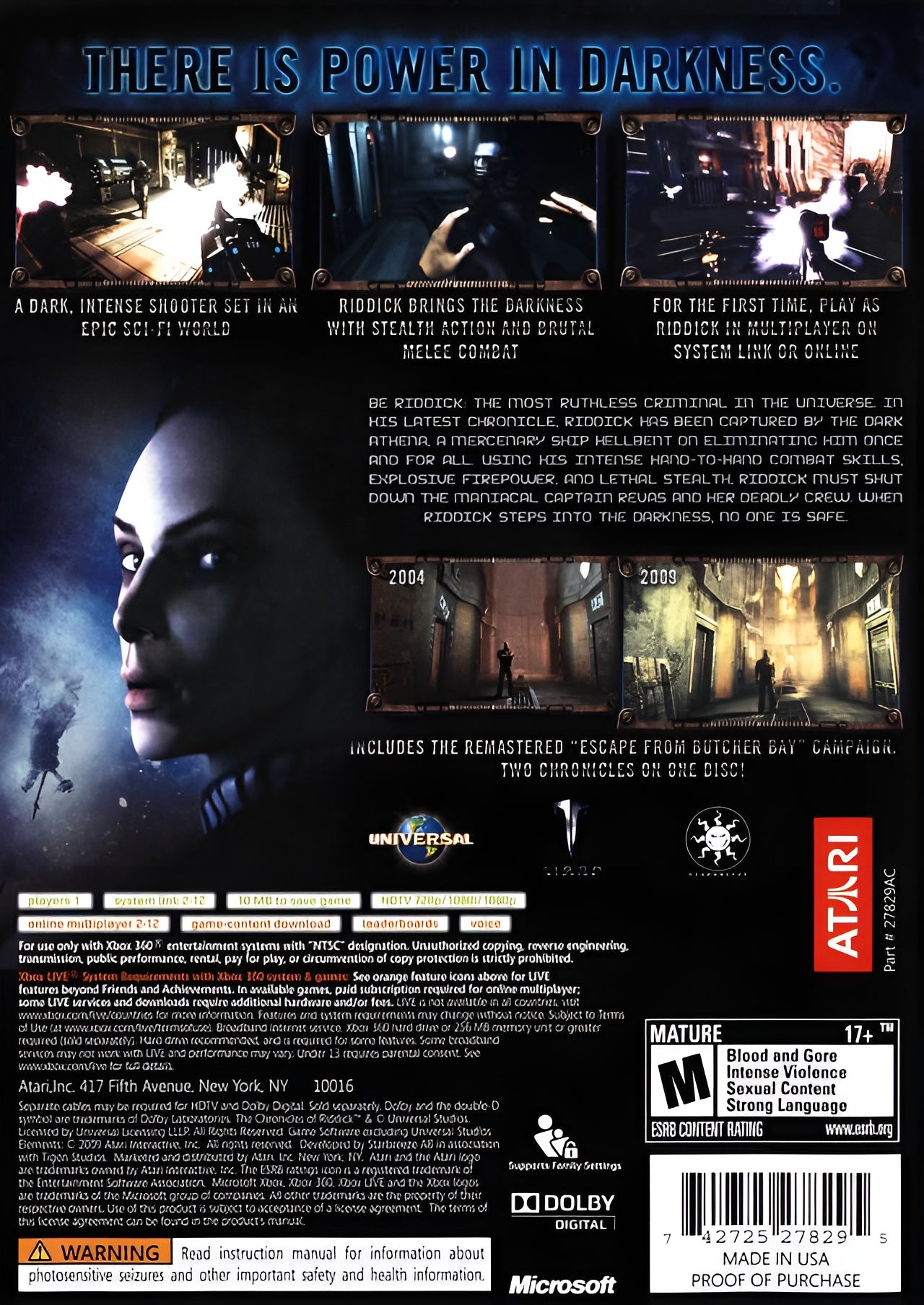 Chronicles of Riddick: Assault on Dark Athena Xbox 360 - Video Game - Used - CaveGamers - Image 2
