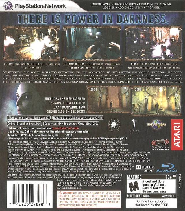 Chronicles of Riddick: Assault on Dark Athena PS3 - Video Game - Used - CaveGamers - Image 2