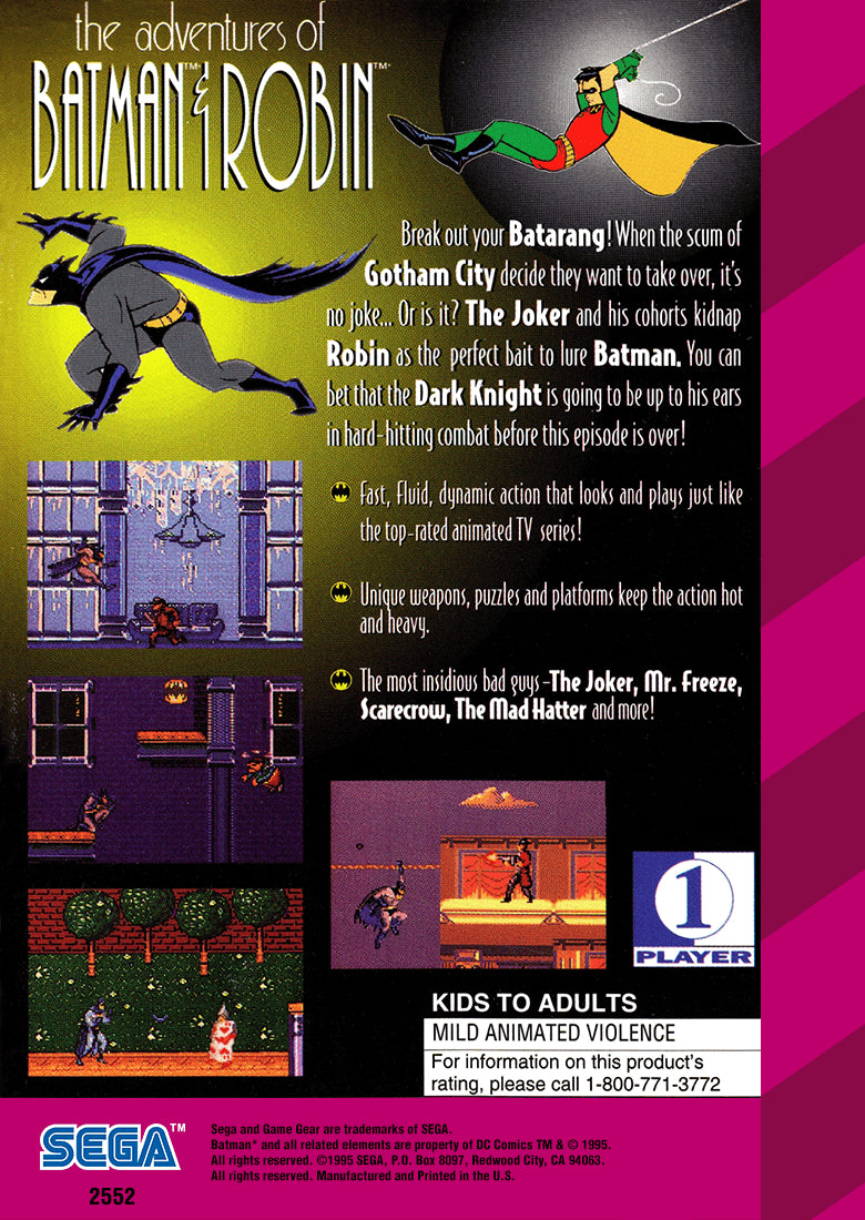 Adventures of Batman and Robin GameGear - Video Game - Used - CaveGamers - Image 2