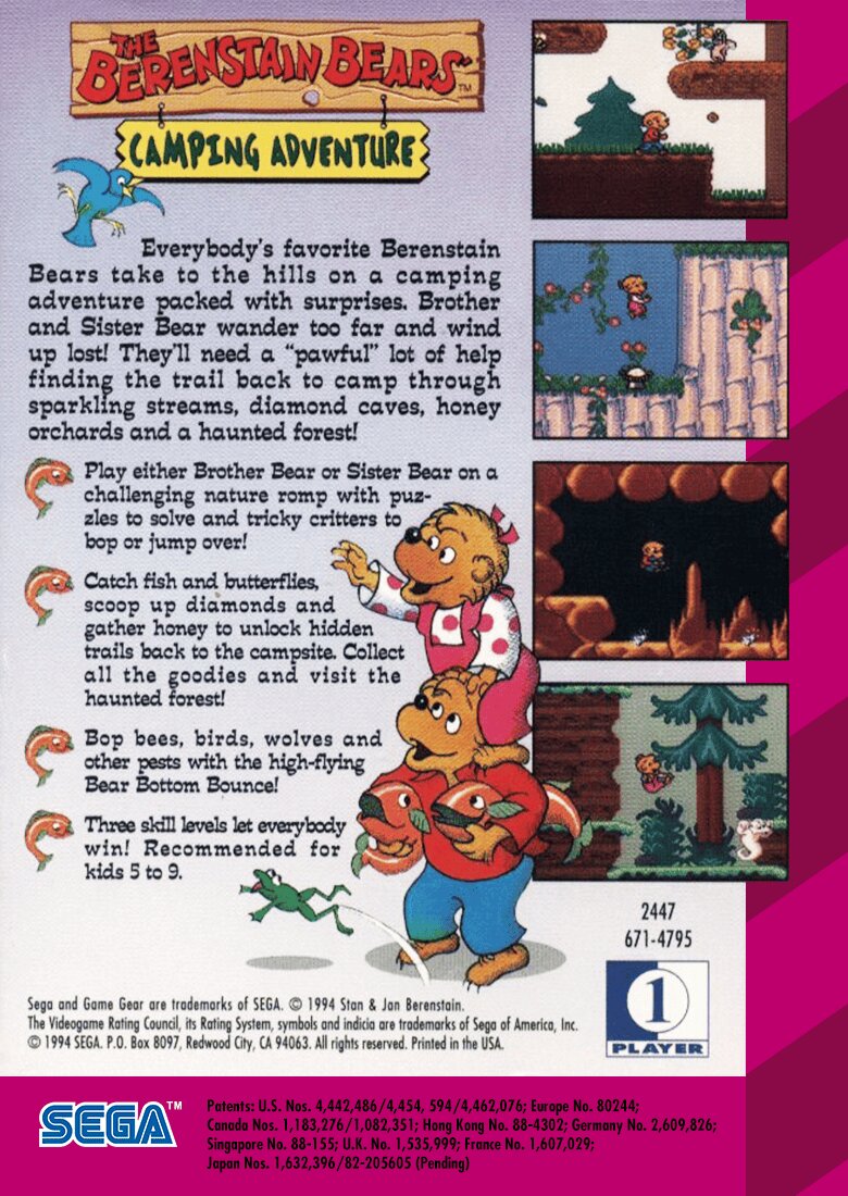 Berenstain Bears Camping Adventures GameGear - Video Game - Used - CaveGamers - Image 2