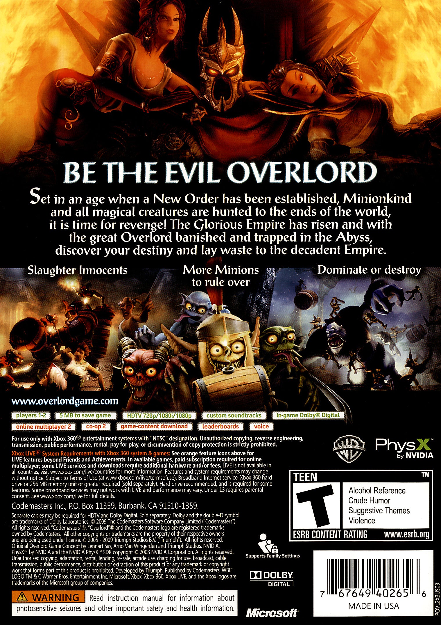 Overlord II Xbox 360 - Video Game - Used - CaveGamers - Image 2
