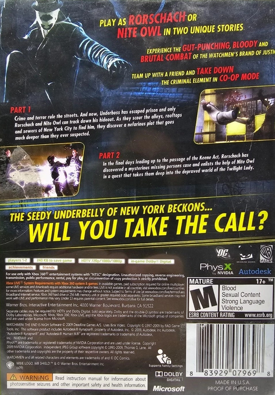 Watchmen The End is Nigh Parts 1 & 2 Xbox 360 - Video Game - Used - CaveGamers - Image 2
