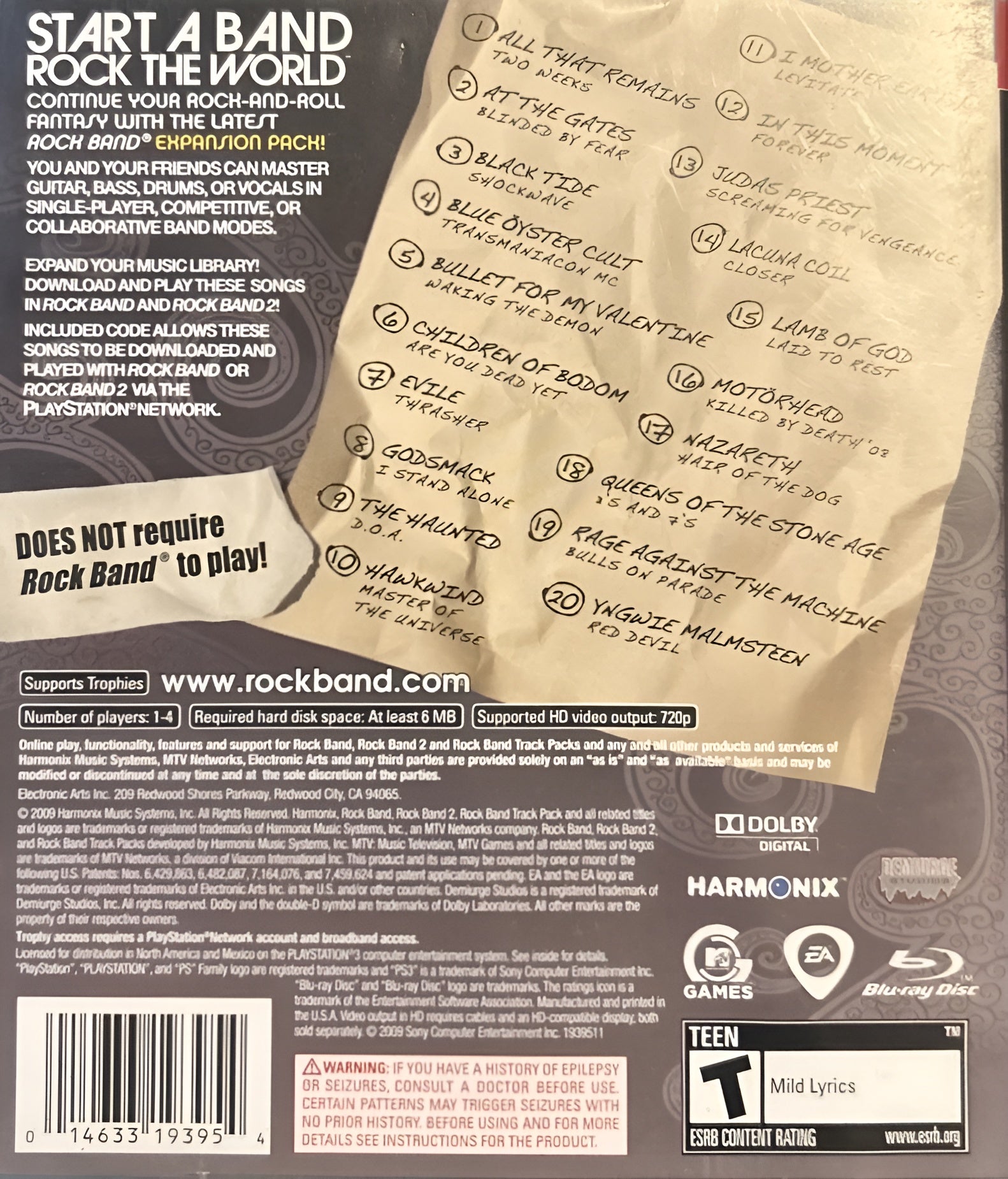Rock Band Track Pack: Metal PS3 - Video Game - Used - CaveGamers - Image 2