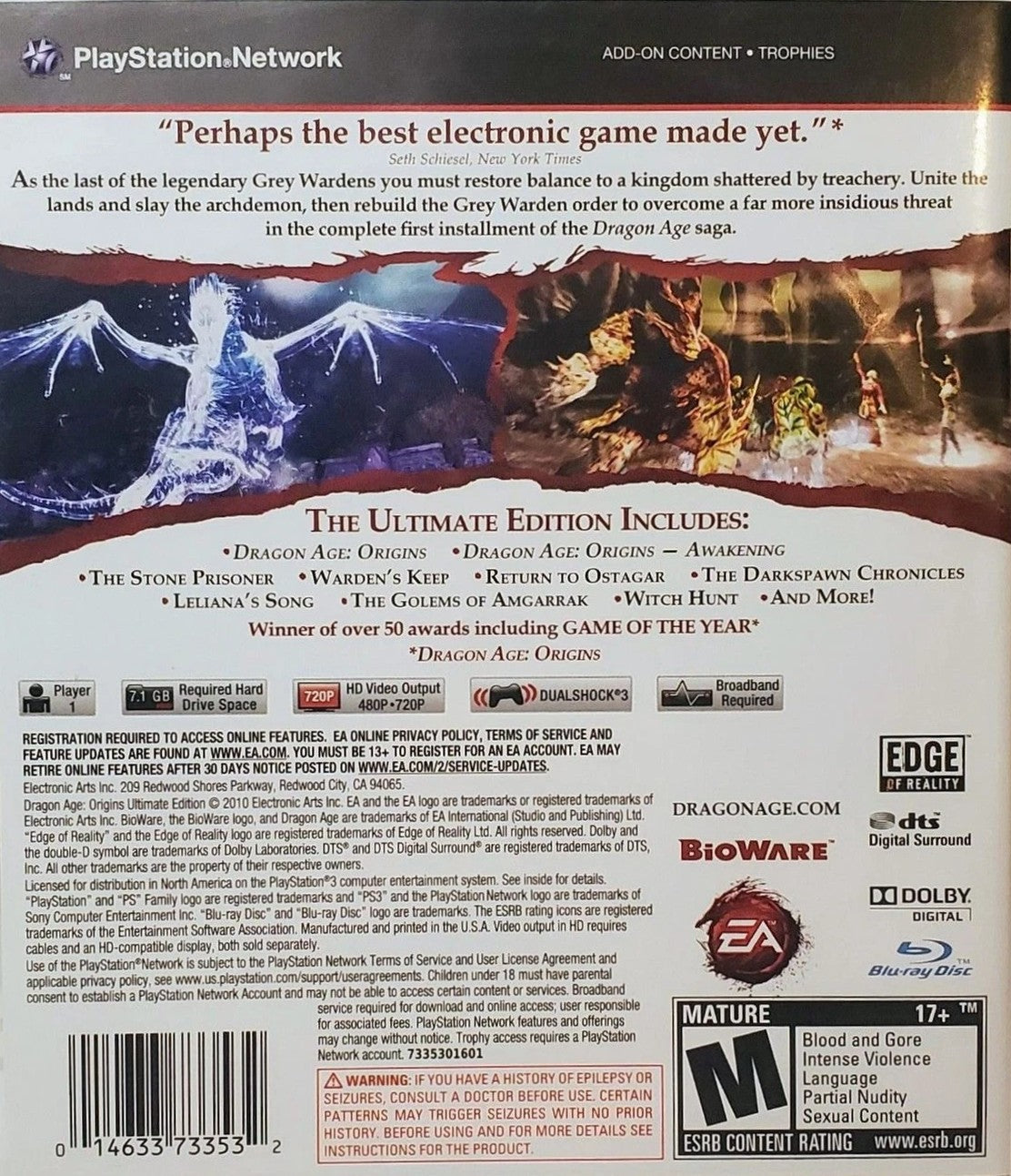 Dragon Age: Origins [Ultimate Edition] PS3 - Video Game - Used - CaveGamers - Image 2