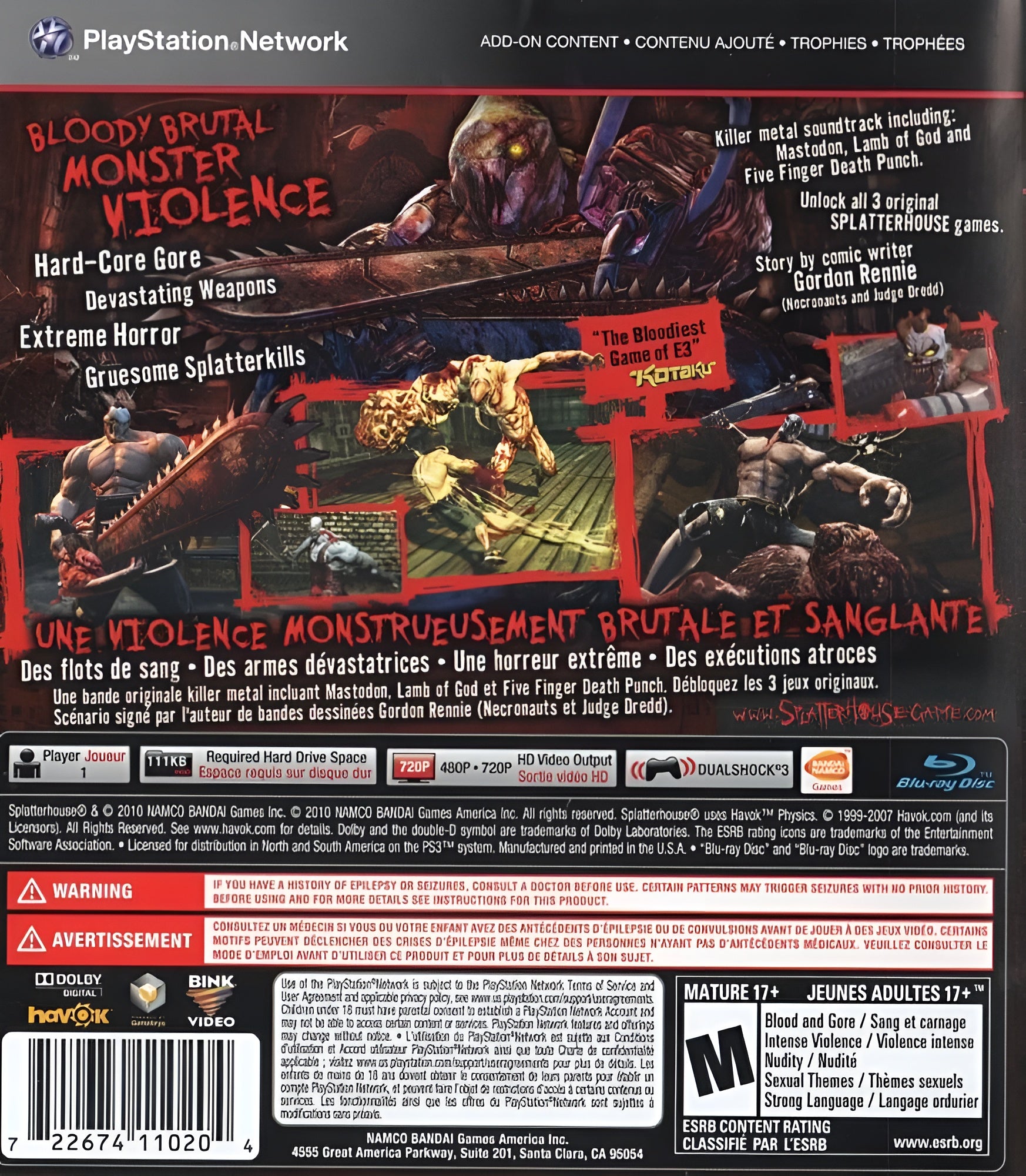 Splatterhouse PS3 - Video Game - Used - CaveGamers - Image 2