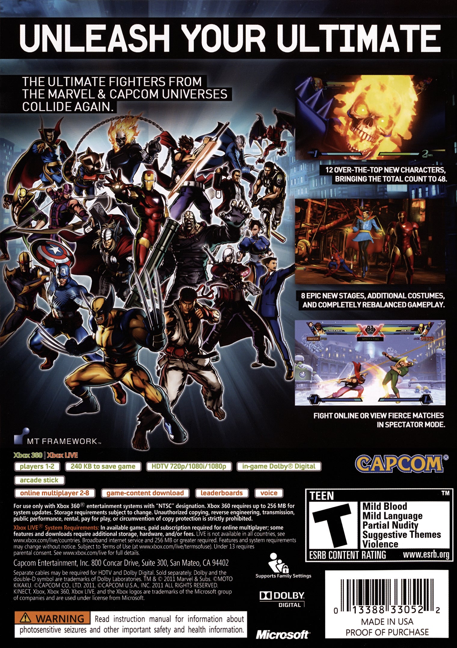 Ultimate Marvel vs Capcom 3 Xbox 360 - Video Game - Used - CaveGamers - Image 2