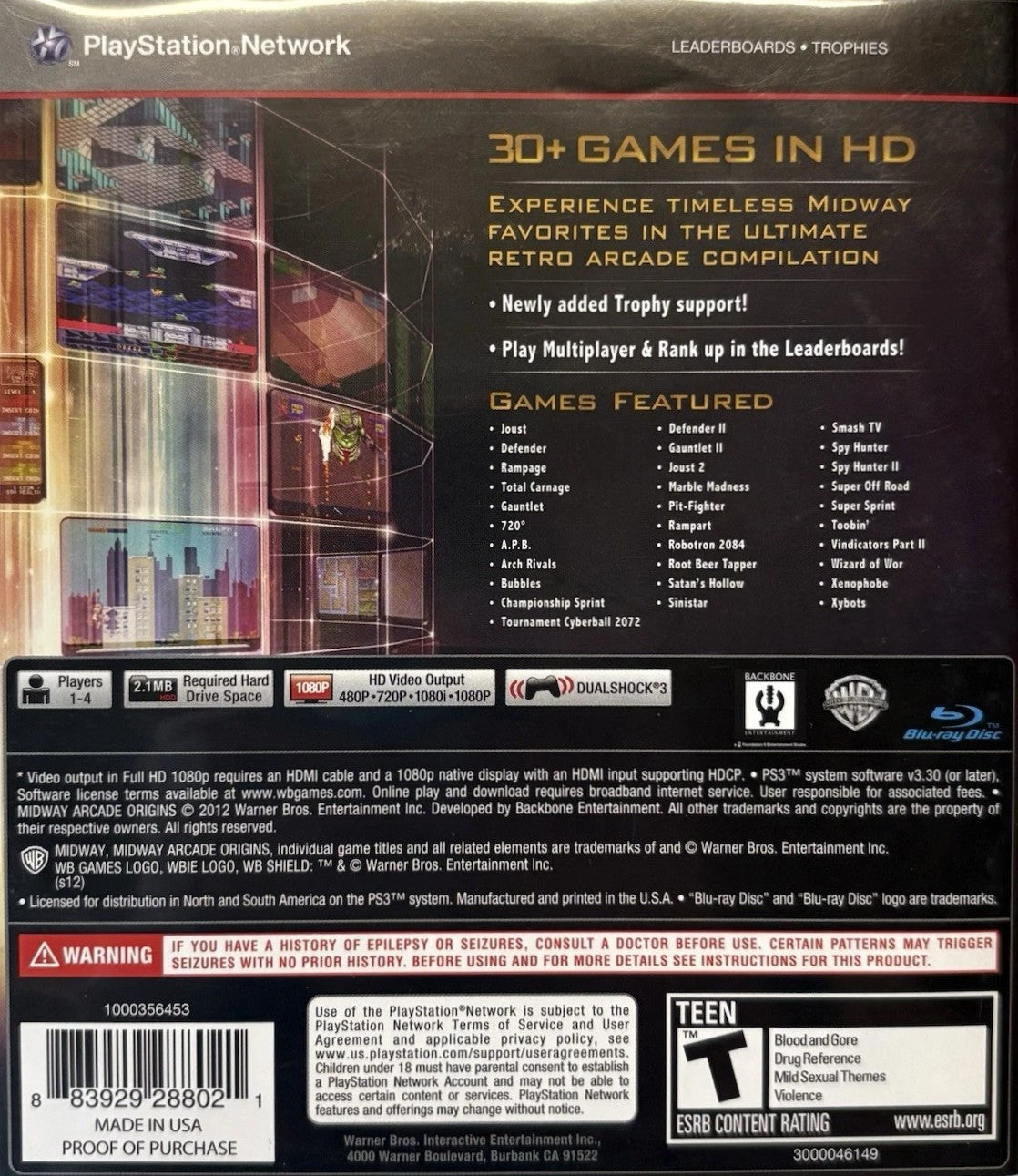 Midway Arcade Origins PS3 - Video Game - Used - CaveGamers - Image 2