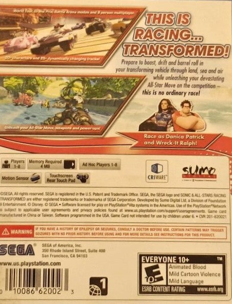 Sonic & All-Stars Racing Transformed PSV - Video Game - Used - CaveGamers - Image 2