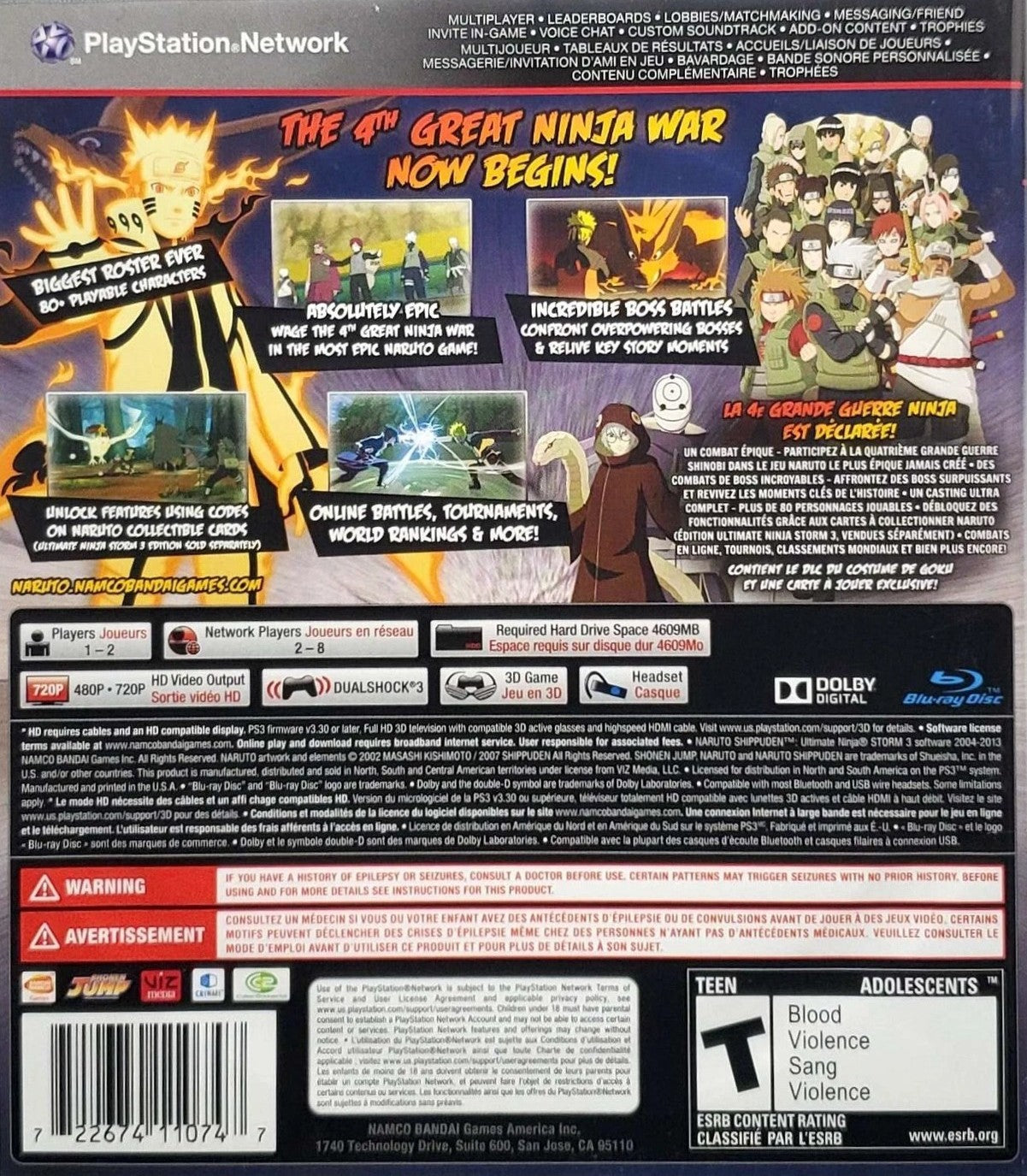 Naruto Shippuden Ultimate Ninja Storm 3 PS3 - Video Game - Used - CaveGamers - Image 2