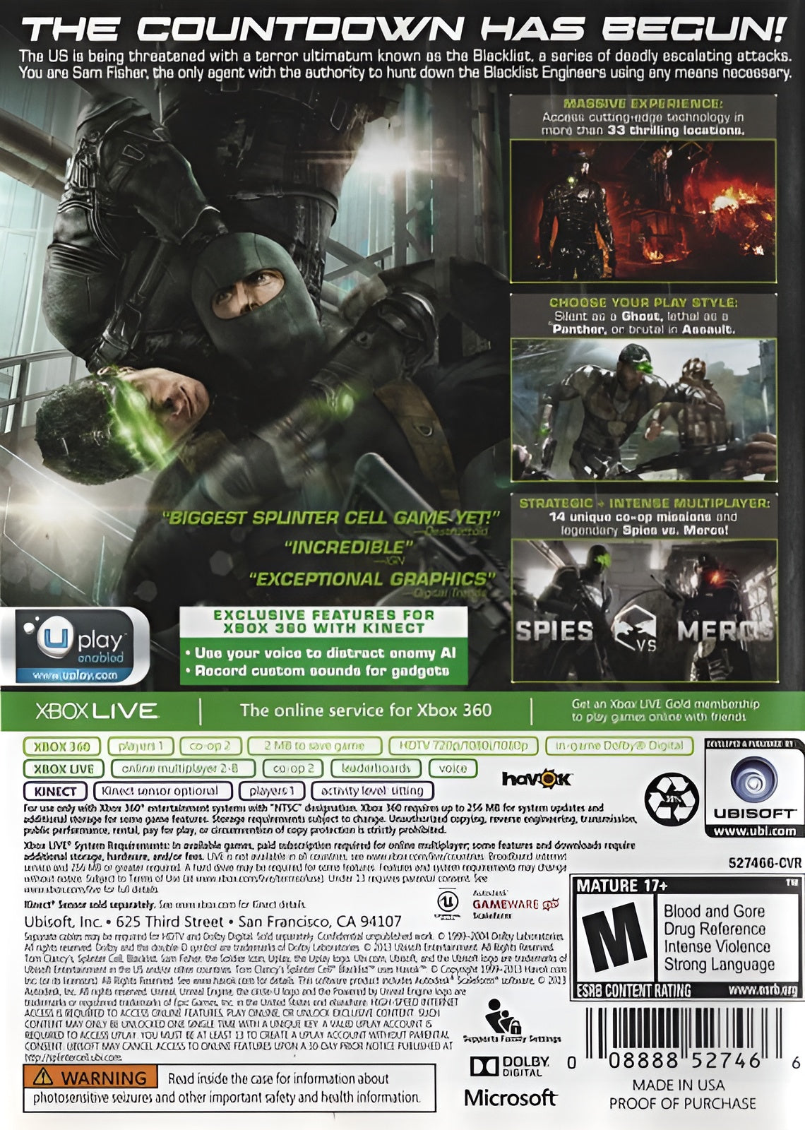 Splinter Cell: Blacklist [2 Discs] Xbox 360 - Video Game - Used - CaveGamers - Image 2