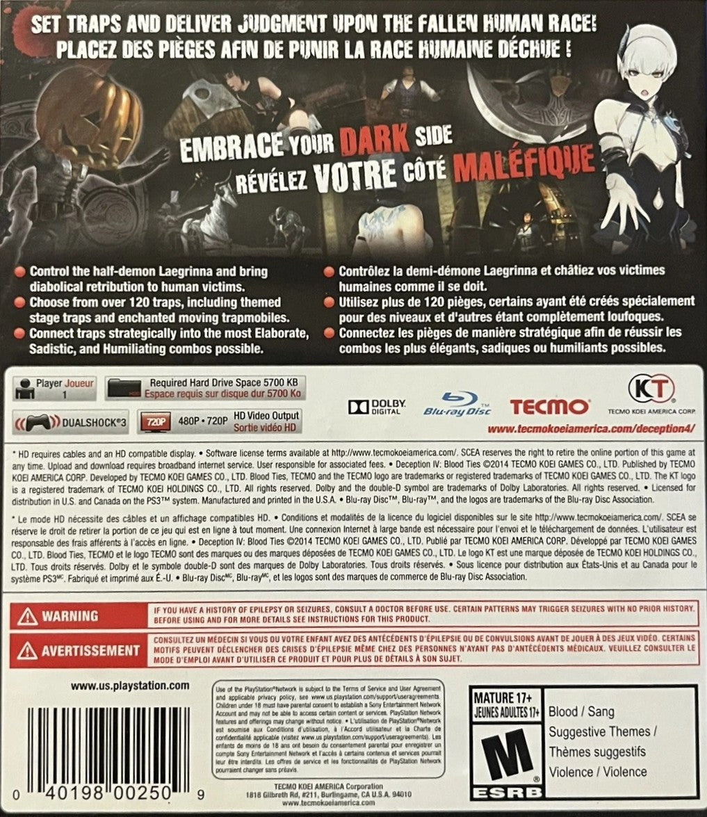 Deception IV: Blood Ties PS3 - Video Game - Used - CaveGamers - Image 2