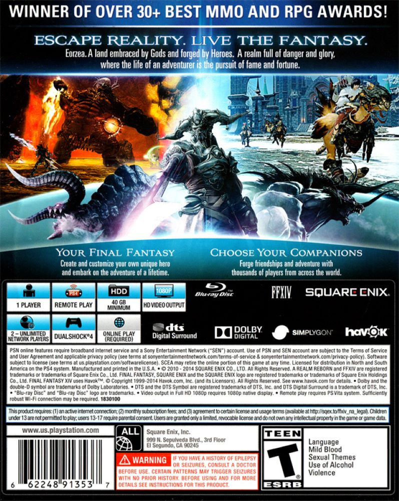 Final Fantasy XIV: A Realm Reborn PS4 - Video Game - Used - CaveGamers - Image 2