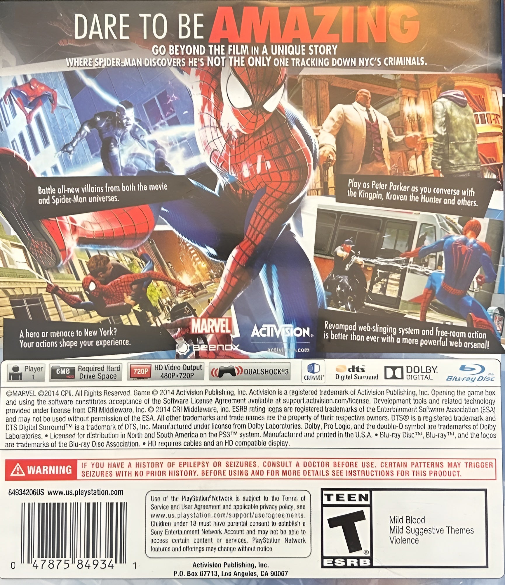 The Amazing Spider-Man 2 PS3 - Video Game - Used - CaveGamers - Image 2