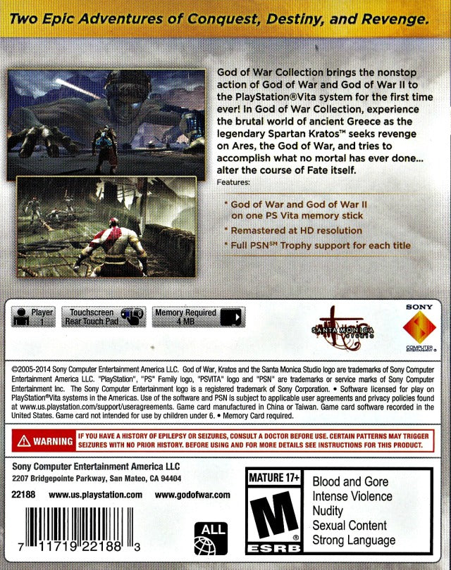 God of War Collection PSV - Video Game - Used - CaveGamers - Image 2