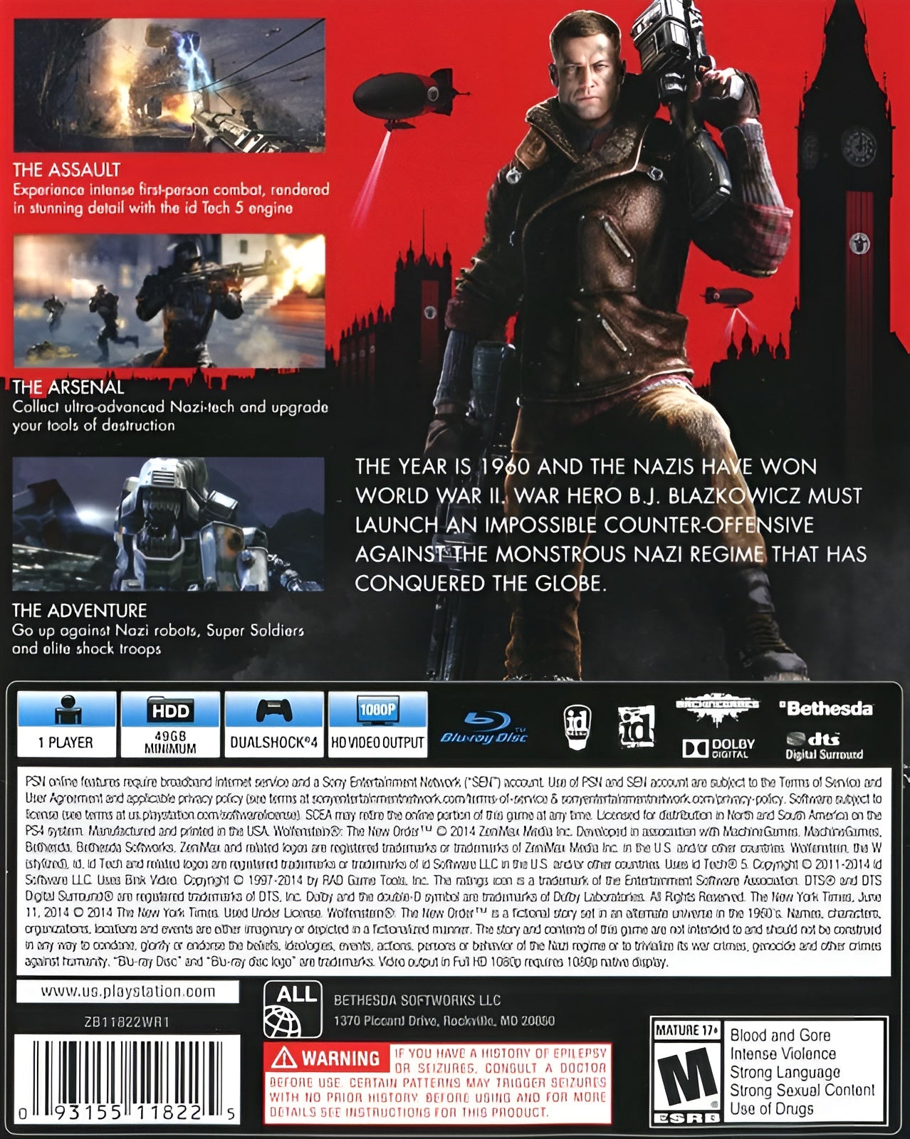 Wolfenstein: The New Order PS4 - Video Game - Used - CaveGamers - Image 2