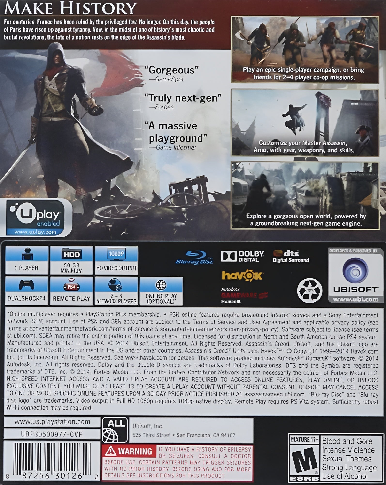 Assassin's Creed: Unity PS4 - Video Game - Used - CaveGamers - Image 2