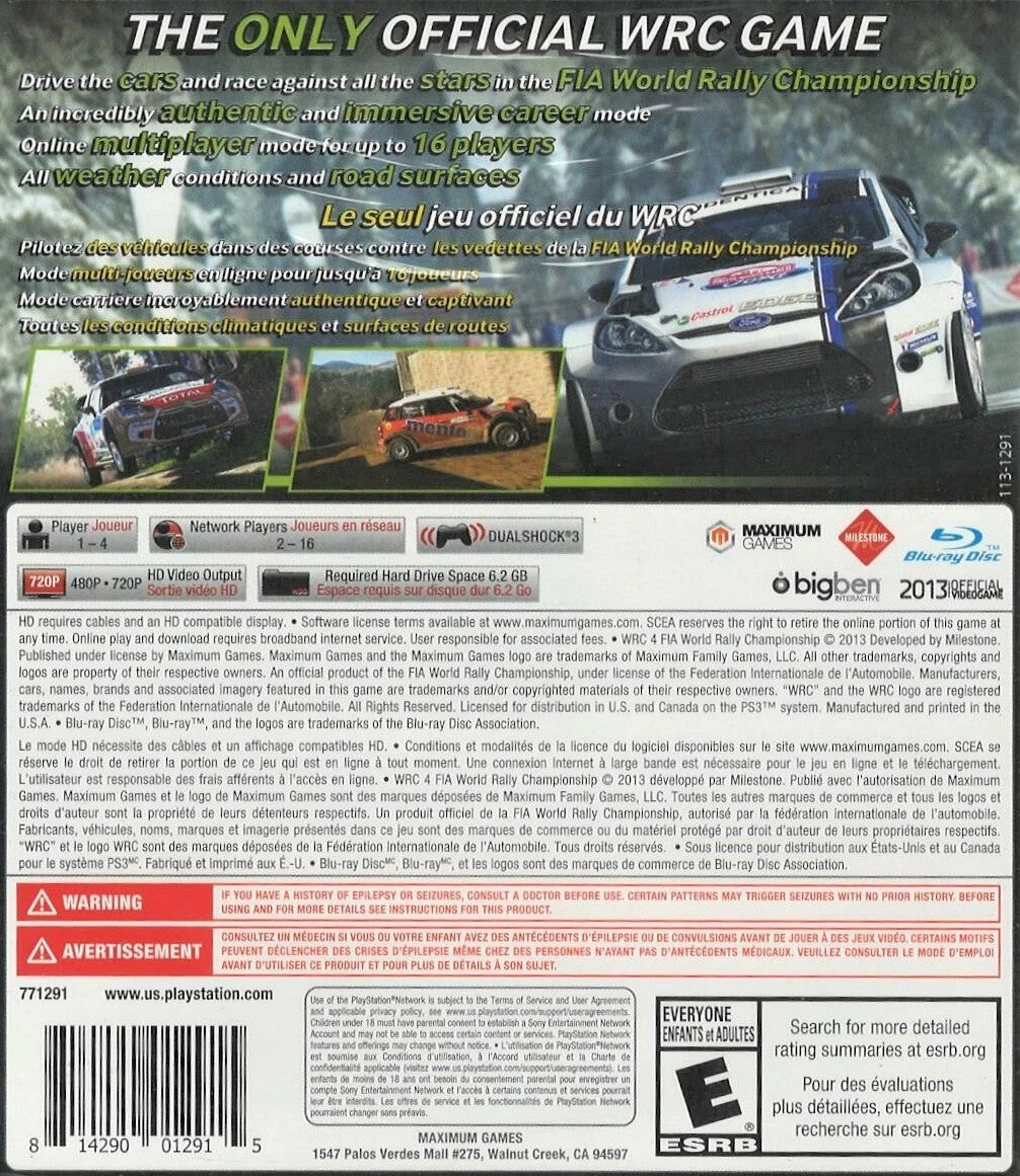 WRC 4: FIA World Rally Championship PS3 - Video Game - Used - CaveGamers - Image 2