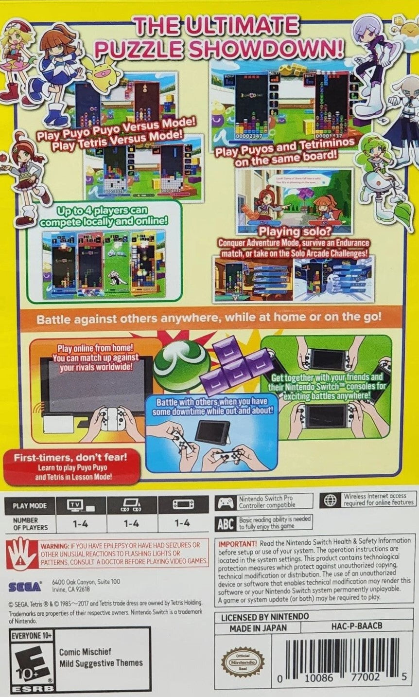 Puyo Puyo Tetris Switch - Video Game - Used - CaveGamers - Image 2