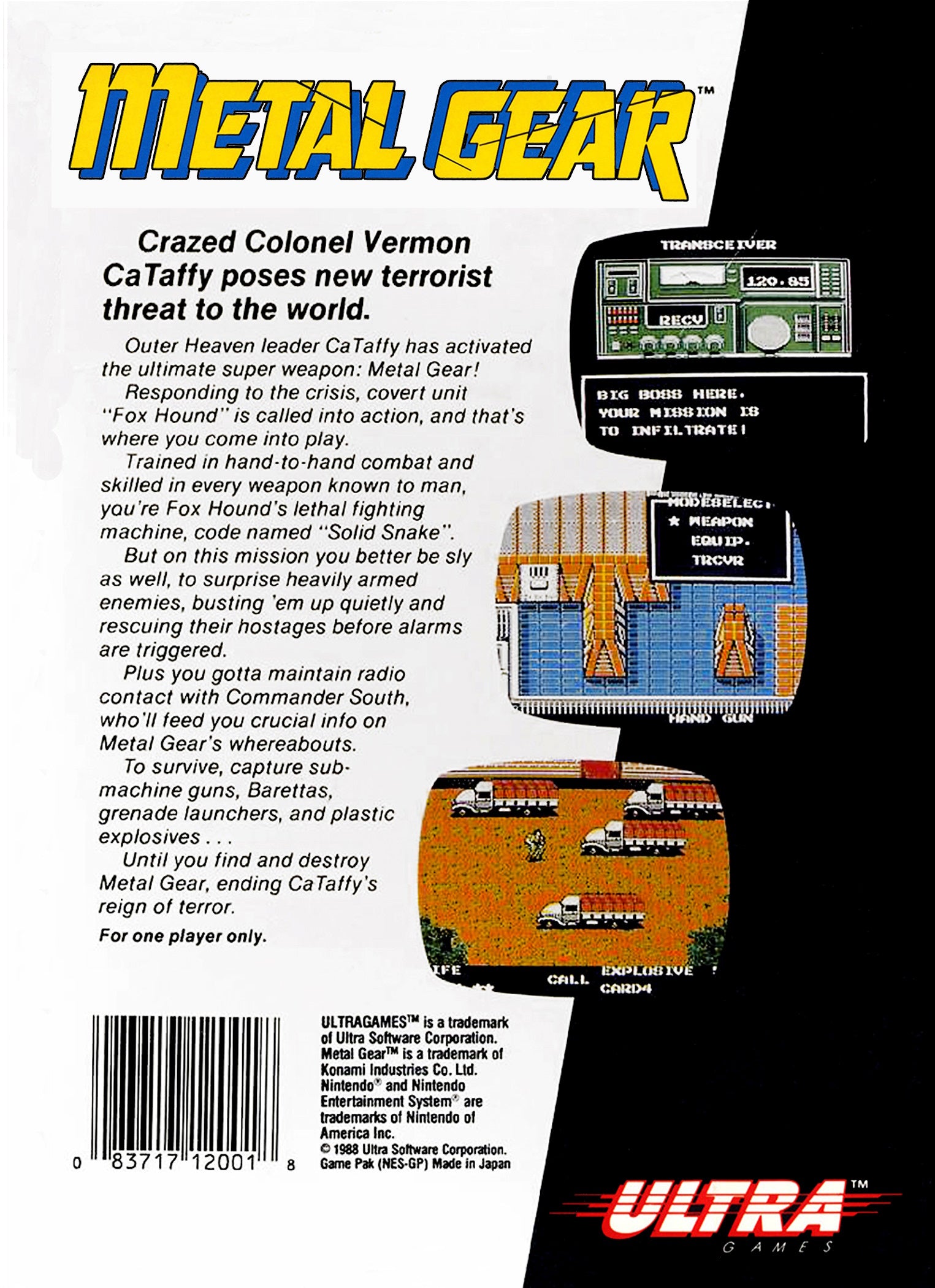 Metal Gear NES - Video Game - Used - CaveGamers - Image 2