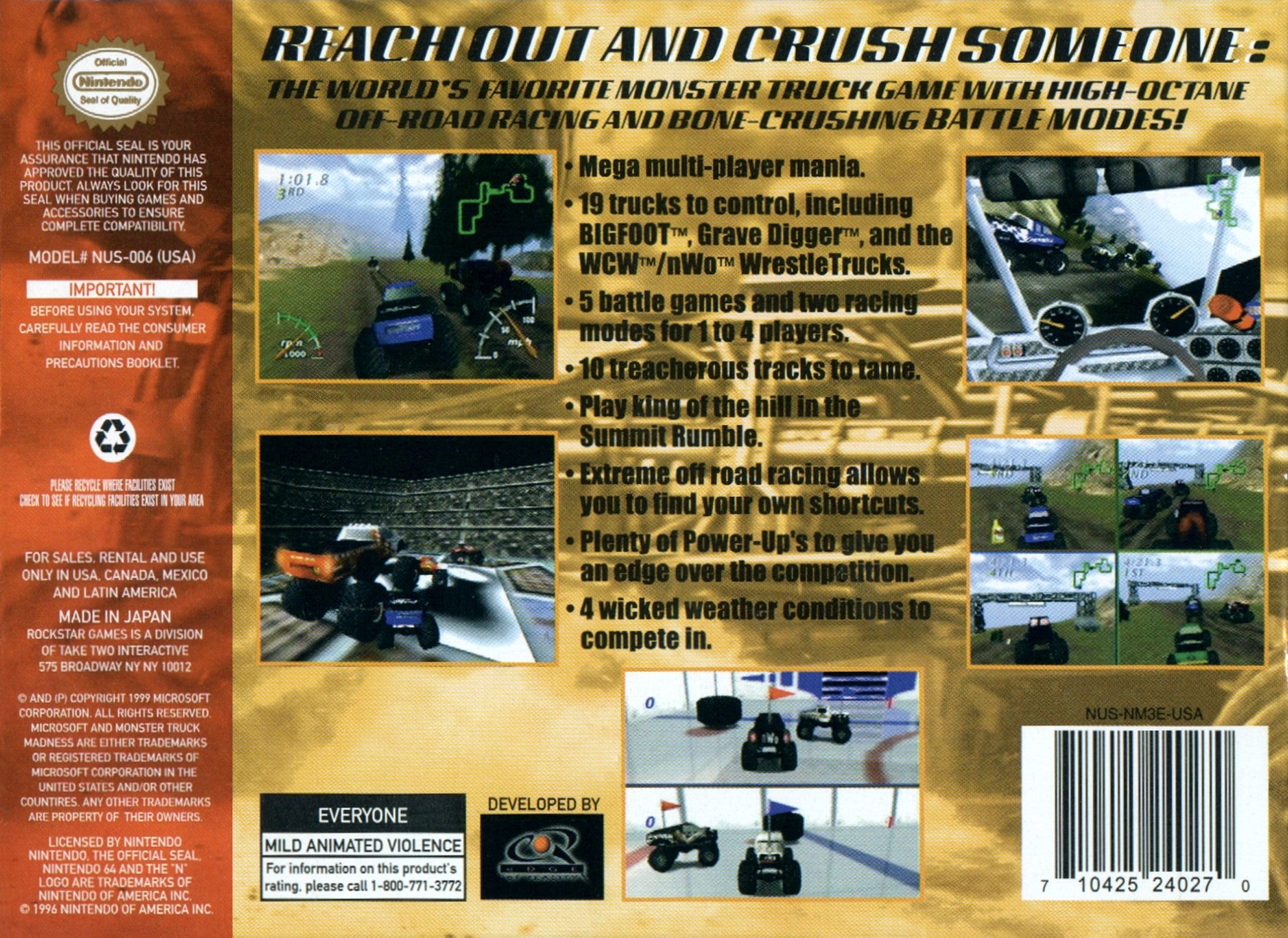 Monster Truck Madness 64 N64 - Video Game - Used - CaveGamers - Image 2