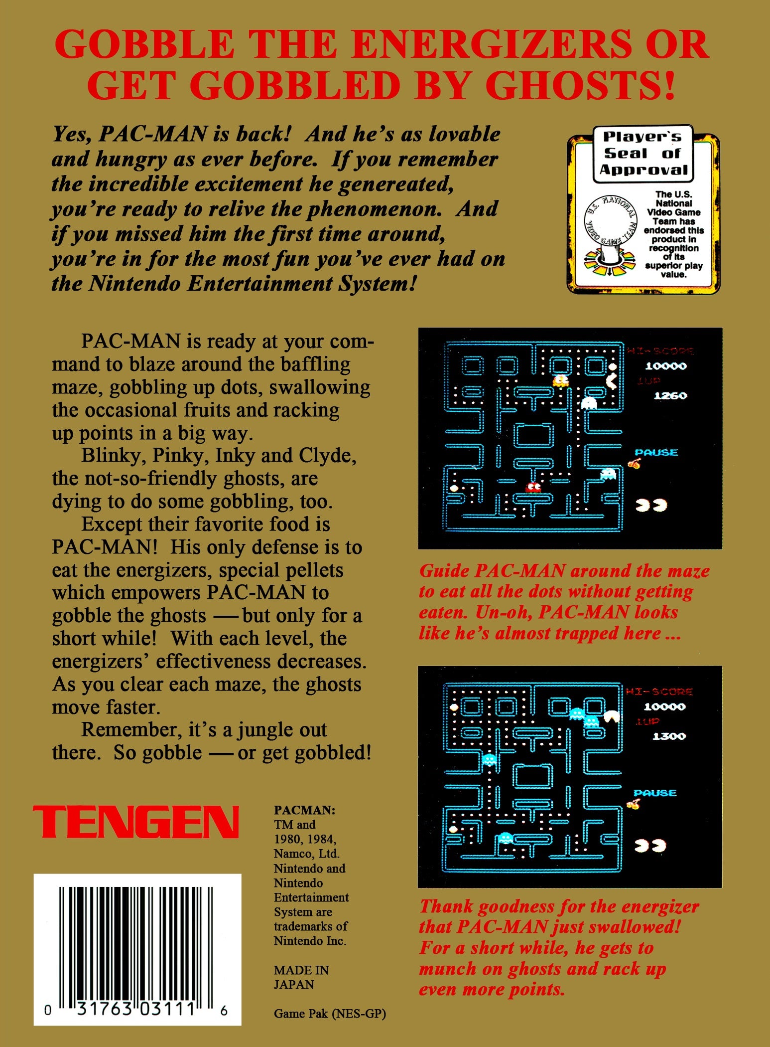 Pac-Man [Tengen Gray] NES - Video Game - Used - CaveGamers - Image 2