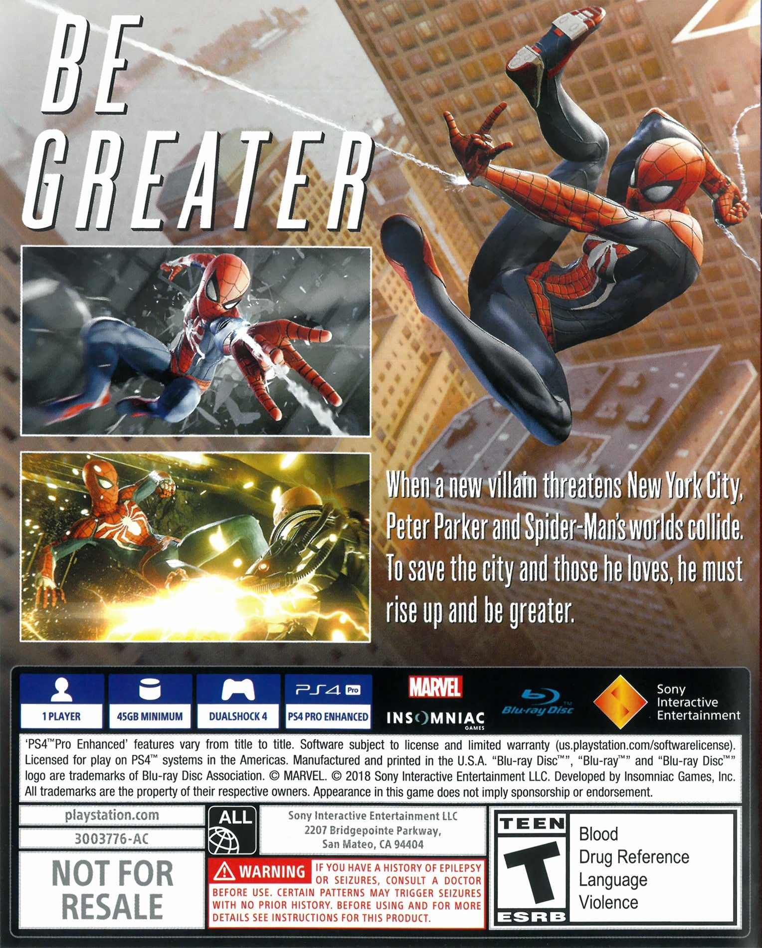 Marvel Spiderman PS4 - Video Game - Used - CaveGamers - Image 2