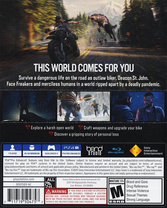 Days Gone PS4 - Video Game - Used - CaveGamers - Image 2