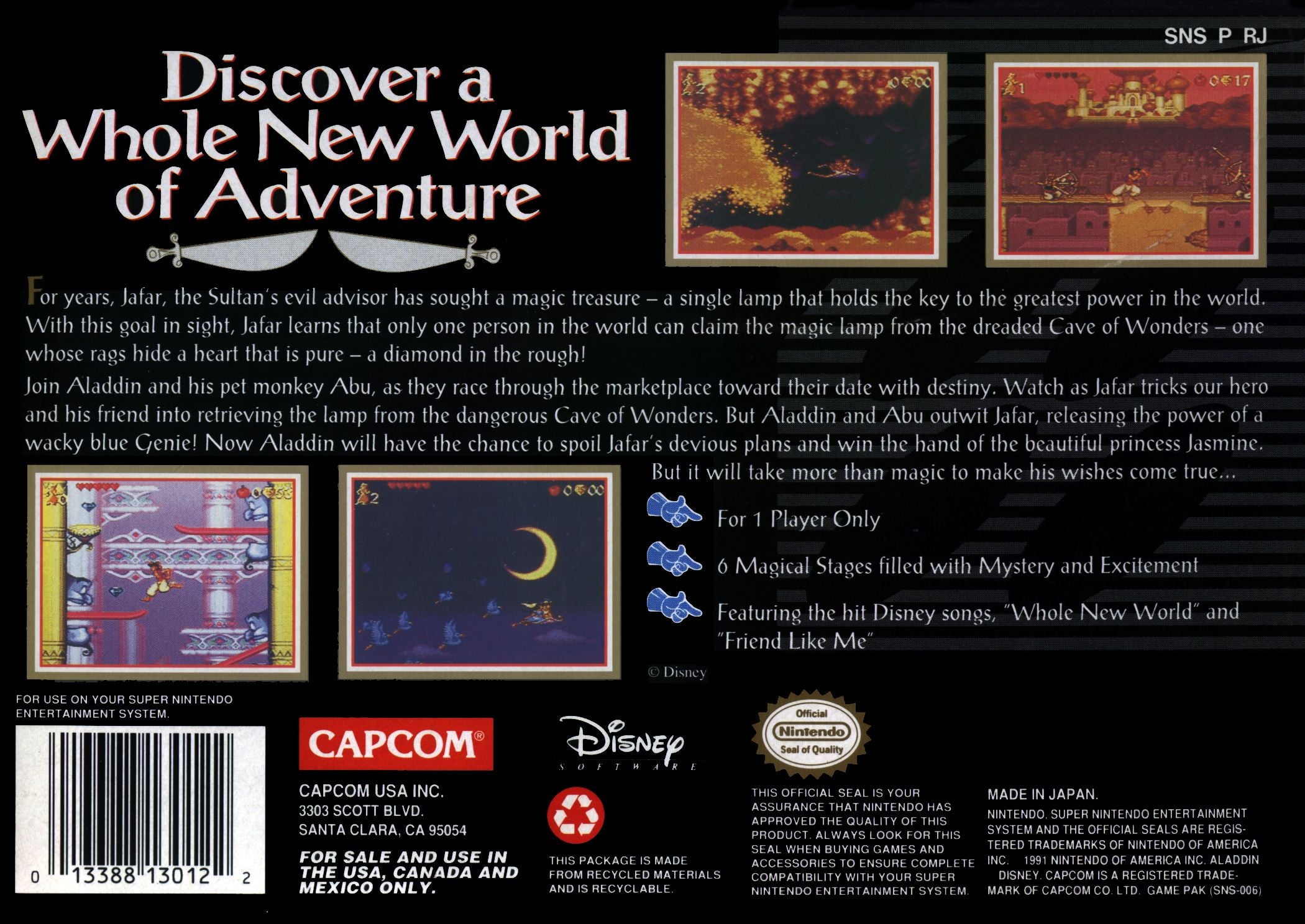 Aladdin SNES - Video Game - Used - CaveGamers - Image 2