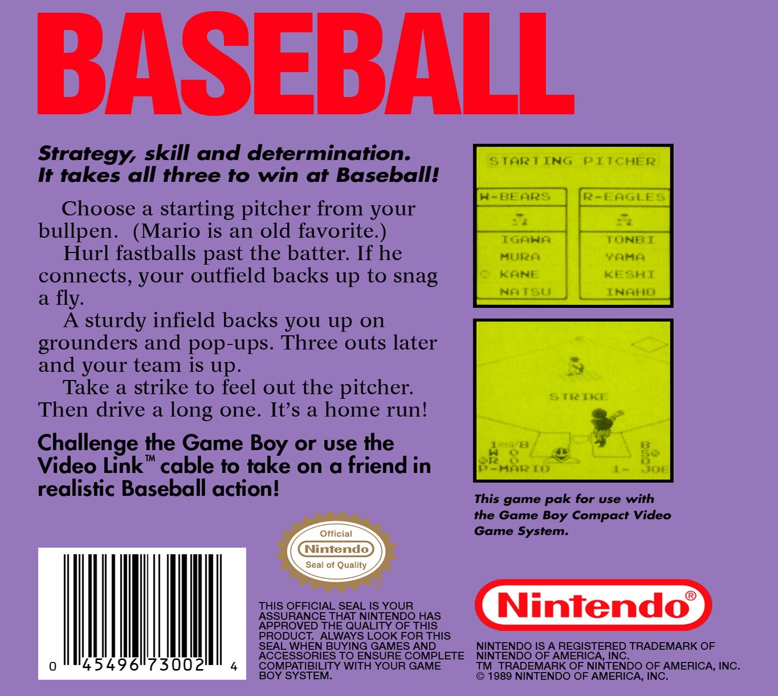 Baseball Game Boy - Video Game - Used - CaveGamers - Image 2