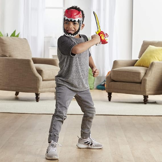 Playskool Heroes Power Rangers Zord Saber, Red Ranger Roleplay Mask with Sword Accessory