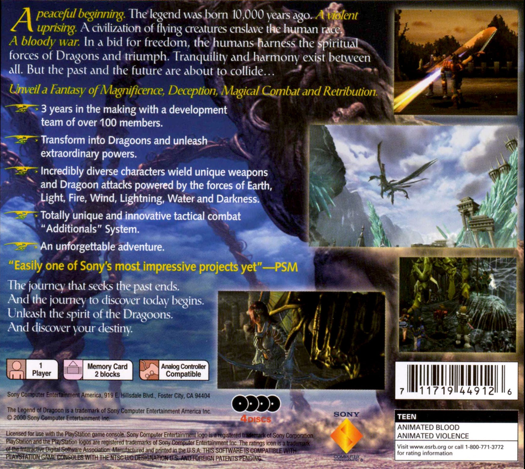 The Legend of Dragoon [4 Discs] Playstation - Video Game - Used - CaveGamers - Image 2