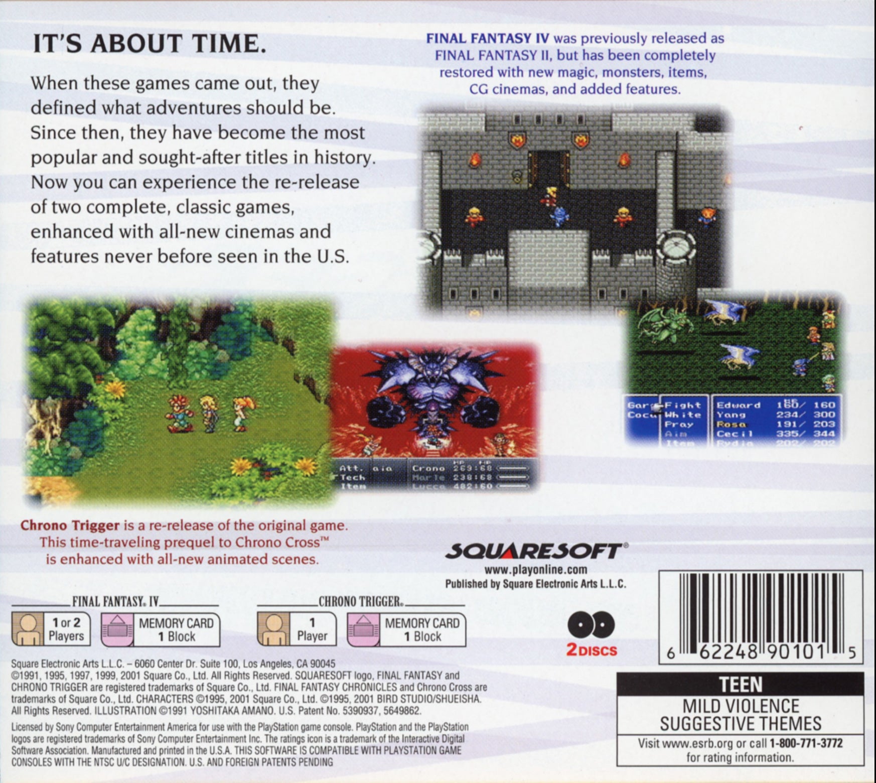 Final Fantasy Chronicles [2 Discs] (Chrono Trigger/Final Fantasy IV) Playstation - Video Game - Used - CaveGamers - Image 2