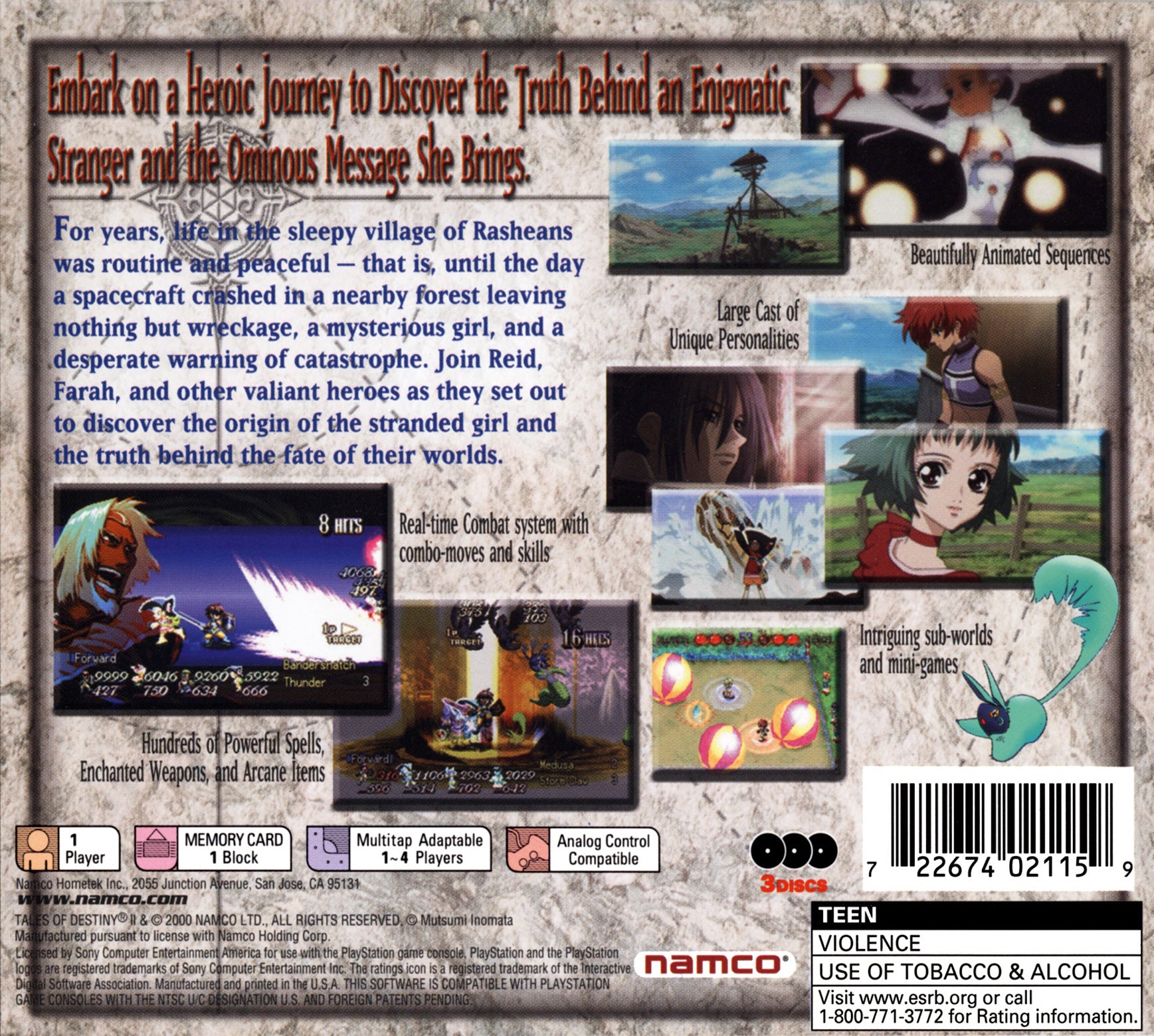 Tales of Destiny II [3 Discs] Playstation - Video Game - Used - CaveGamers - Image 2