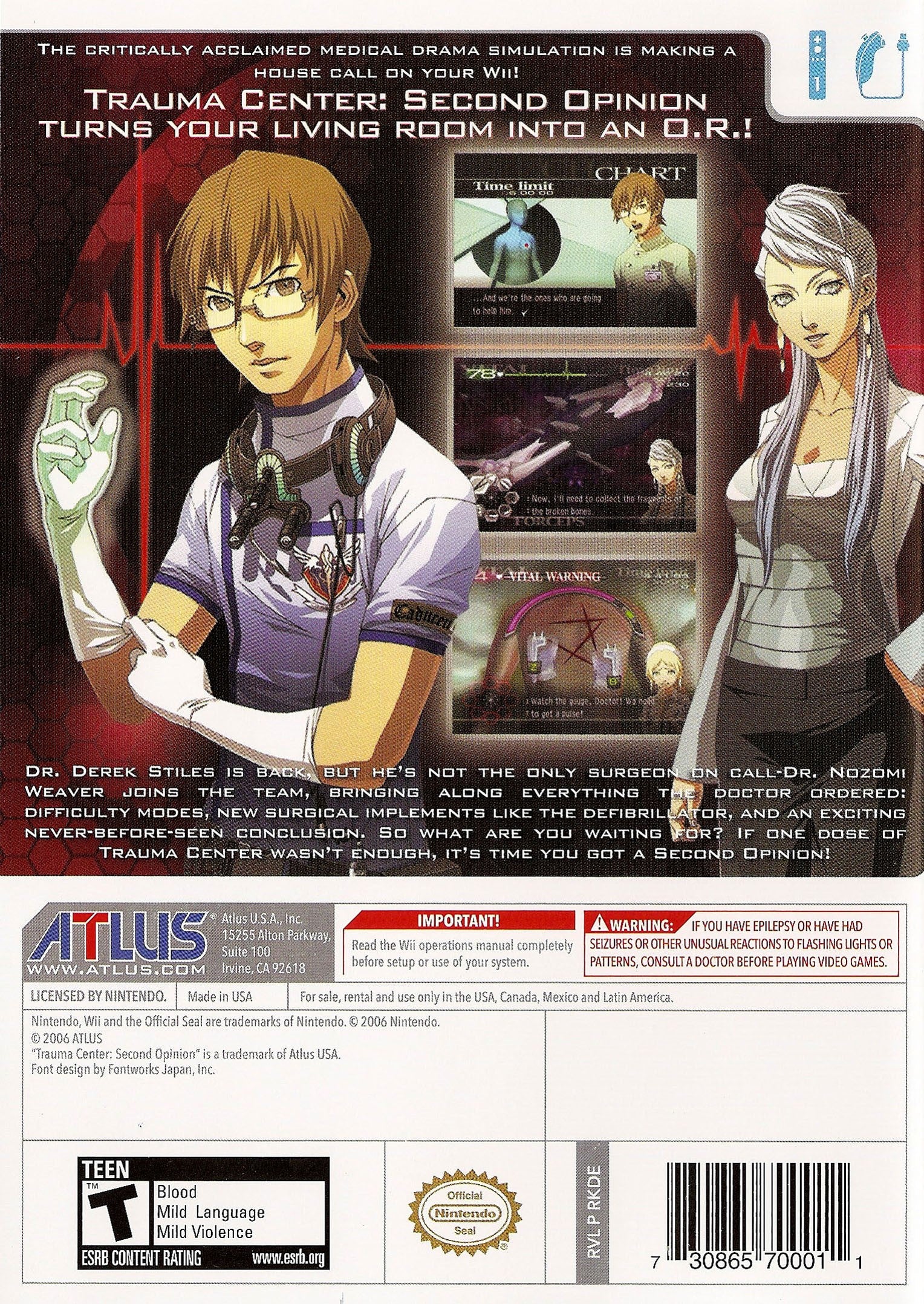 Trauma Center: Second Opinion Wii - Video Game - Used - CaveGamers - Image 2