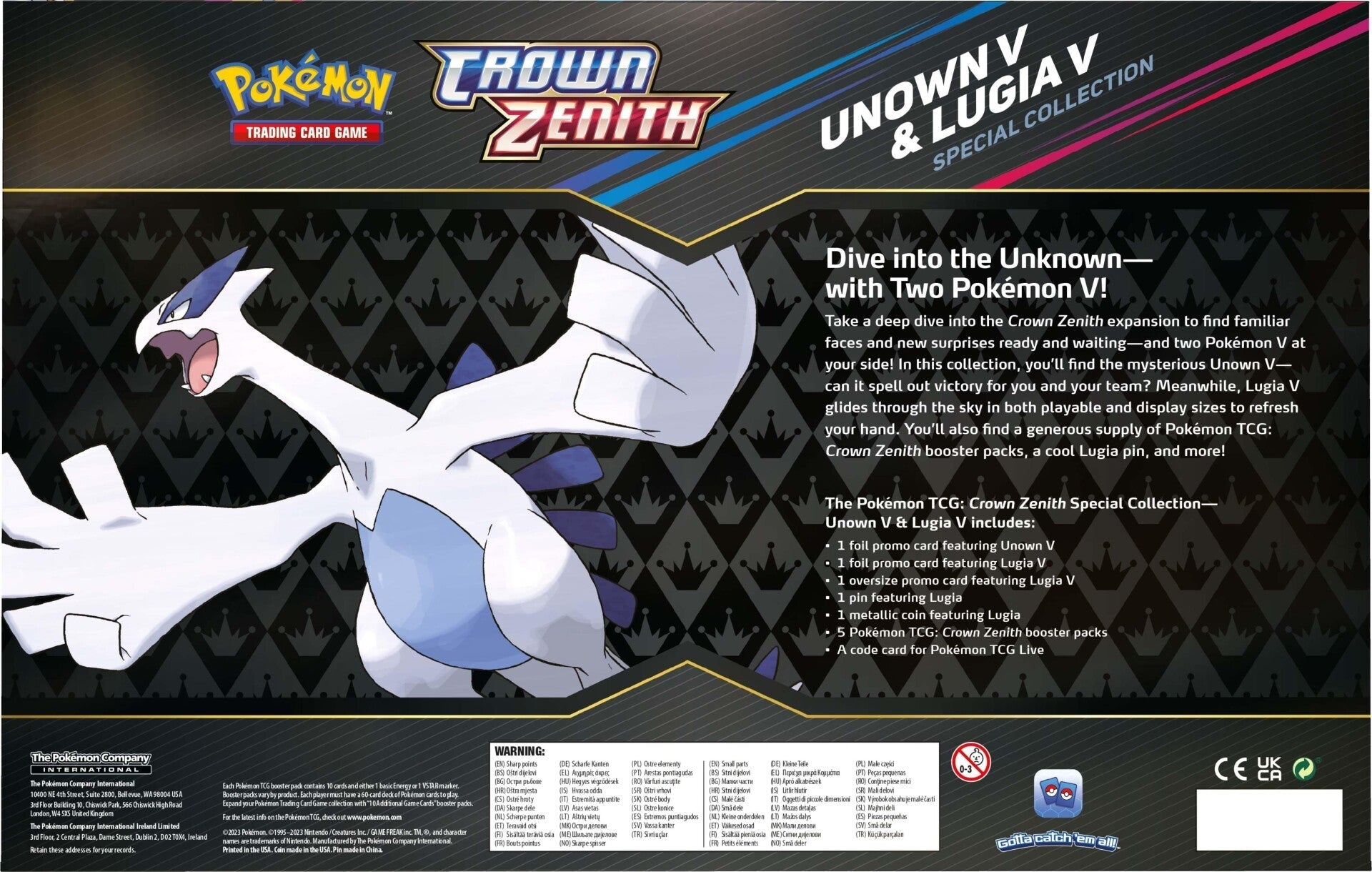 Pokemon Trading Card Game: Unown V & Lugia V Crown Zenith Box Set