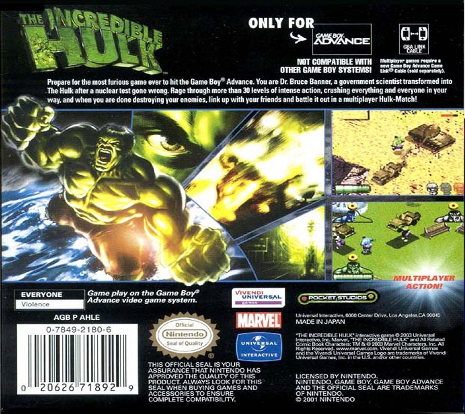 The Incredible Hulk Game Boy Advance - Video Game - Used - CaveGamers - Image 2