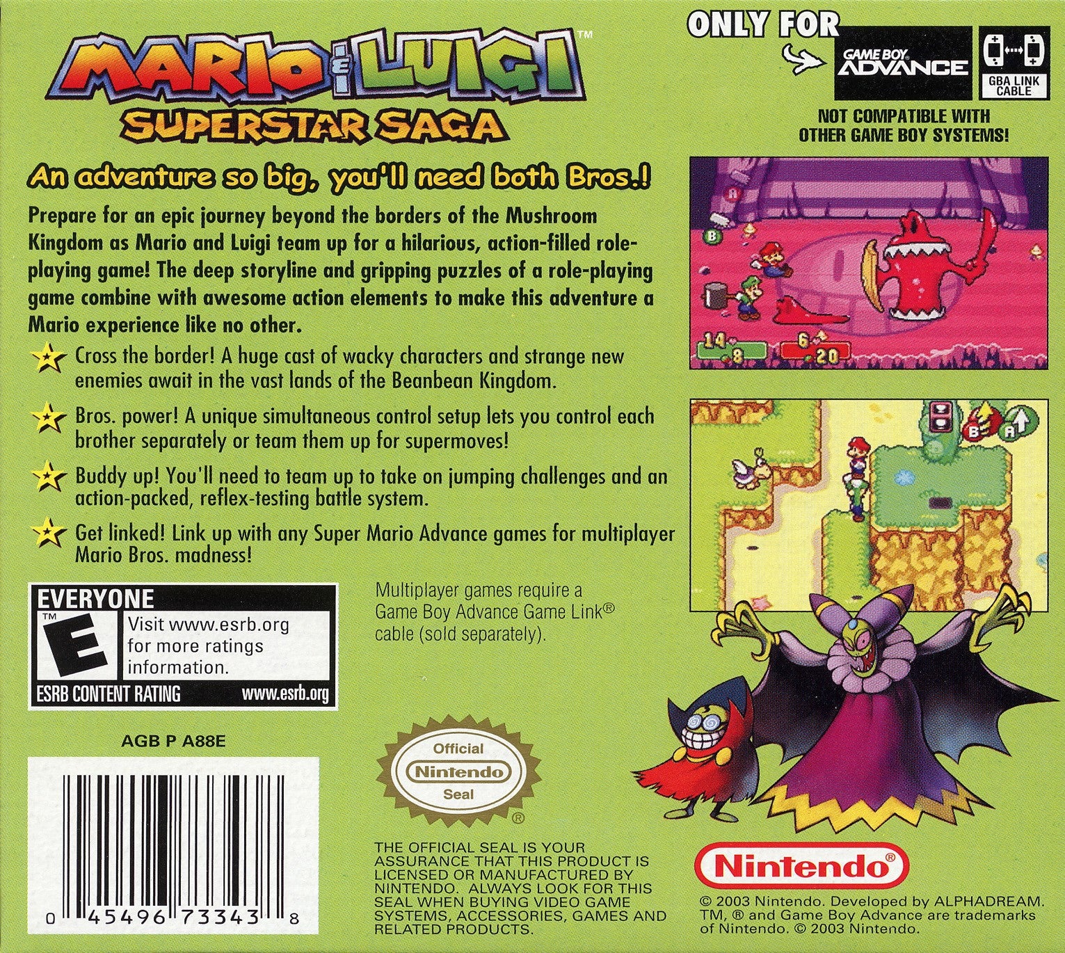 Mario & Luigi: Superstar Saga Game Boy Advance - Video Game - Used - CaveGamers - Image 2