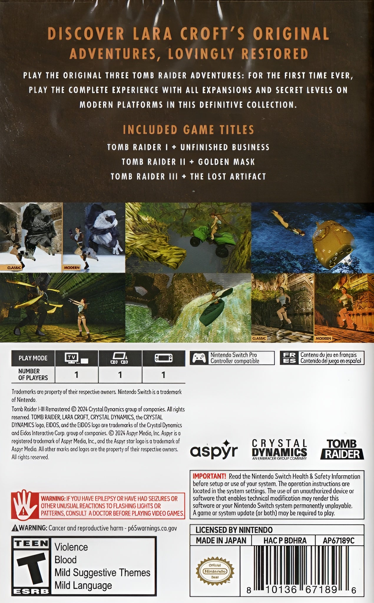 Tomb Raider I-III Remastered Switch - Video Game - Used - CaveGamers - Image 2
