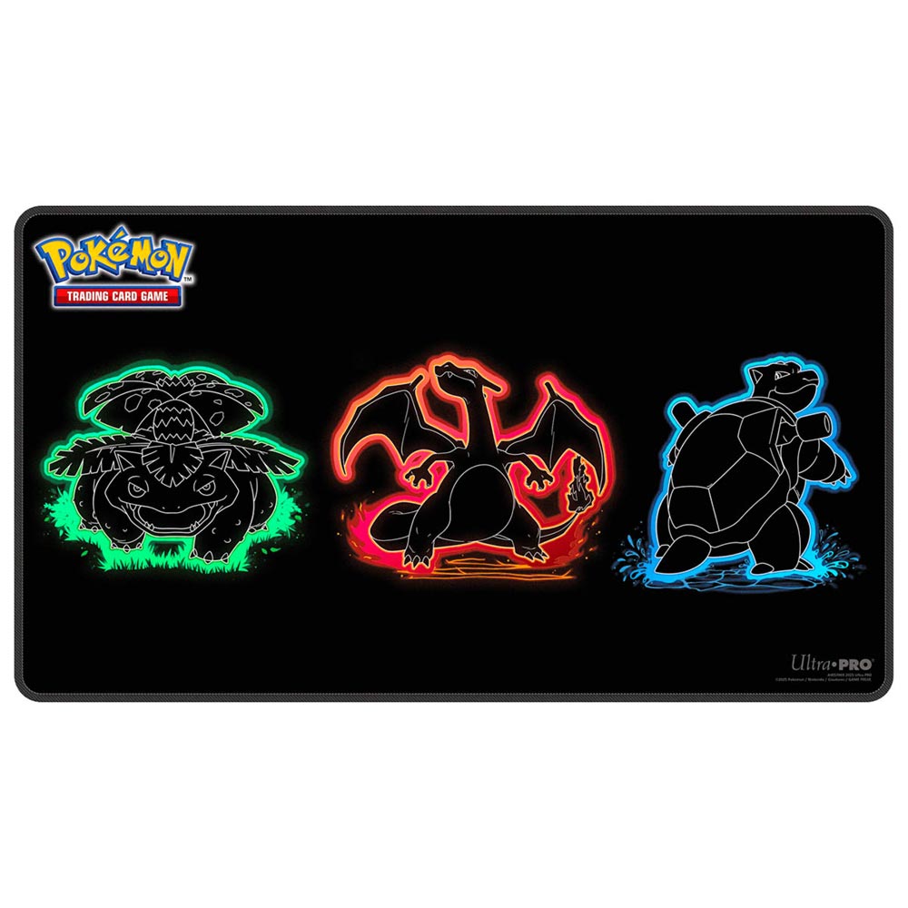 Ultra Pro: Playmat: Foil Pokemon - Neon Venusaur, Charizard, Blastoise Kanto Trading Card Accessories - Trading Card - New - CaveGamers