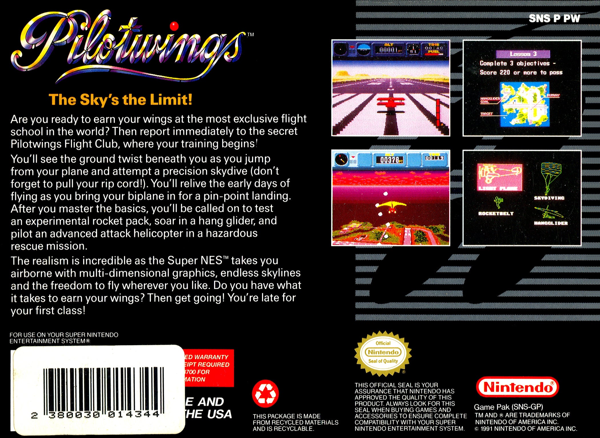 Pilotwings SNES - Video Game - Used - CaveGamers - Image 2