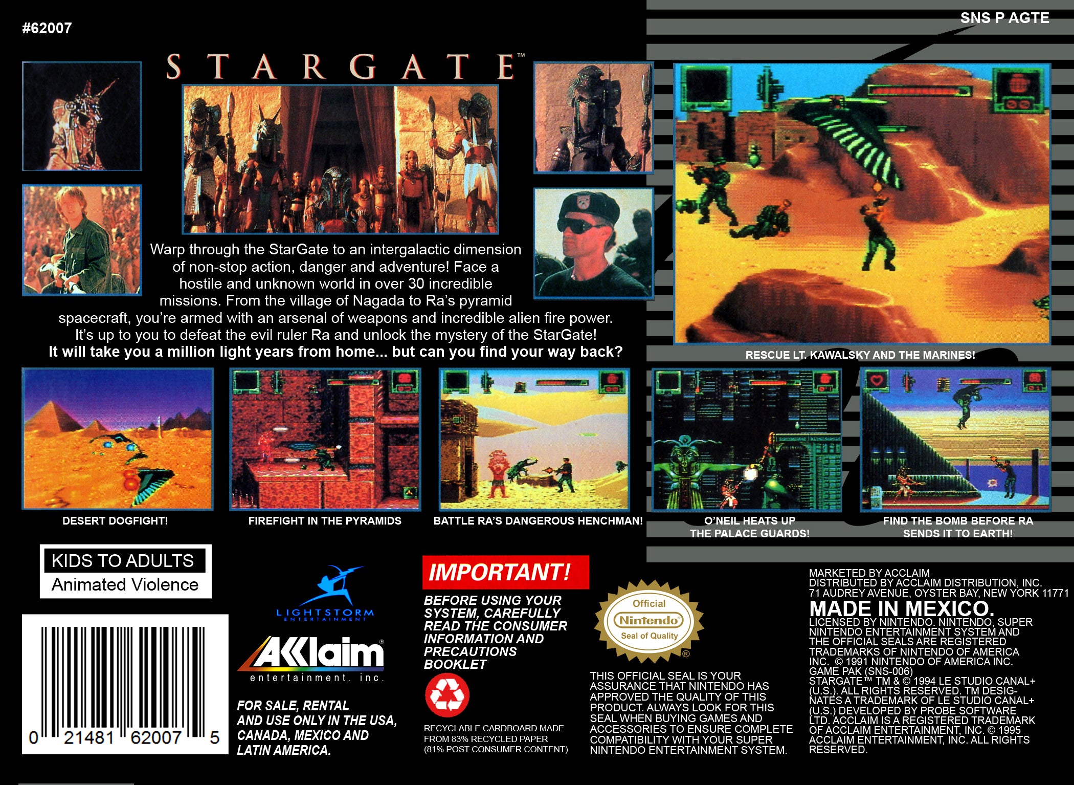 Stargate: The Movie SNES - Video Game - Used - CaveGamers - Image 2