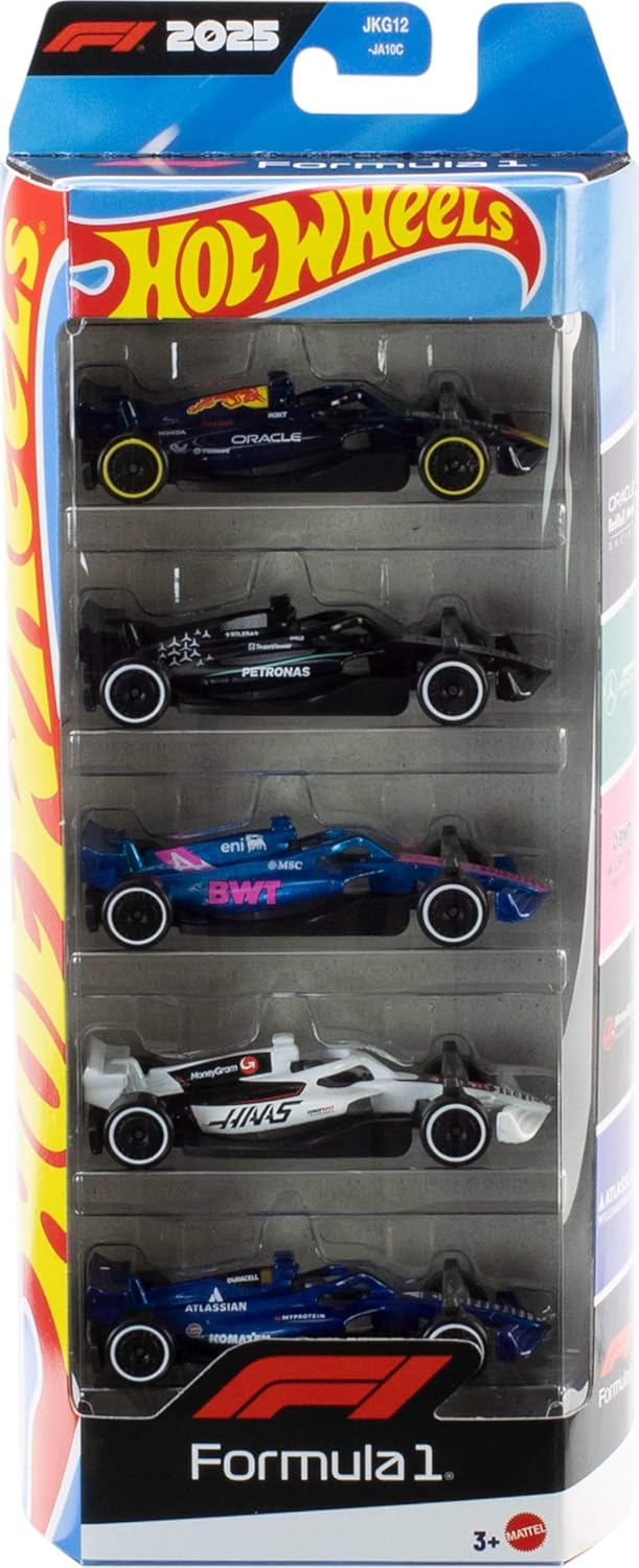 Hot Wheels 1:64 Scale 5-Pack Formula 1 Die-Cast Toy Cars, Set of 5 Officially Licensed, Collectible F1 Race Cars for Play or Display - Toys - New - CaveGamers