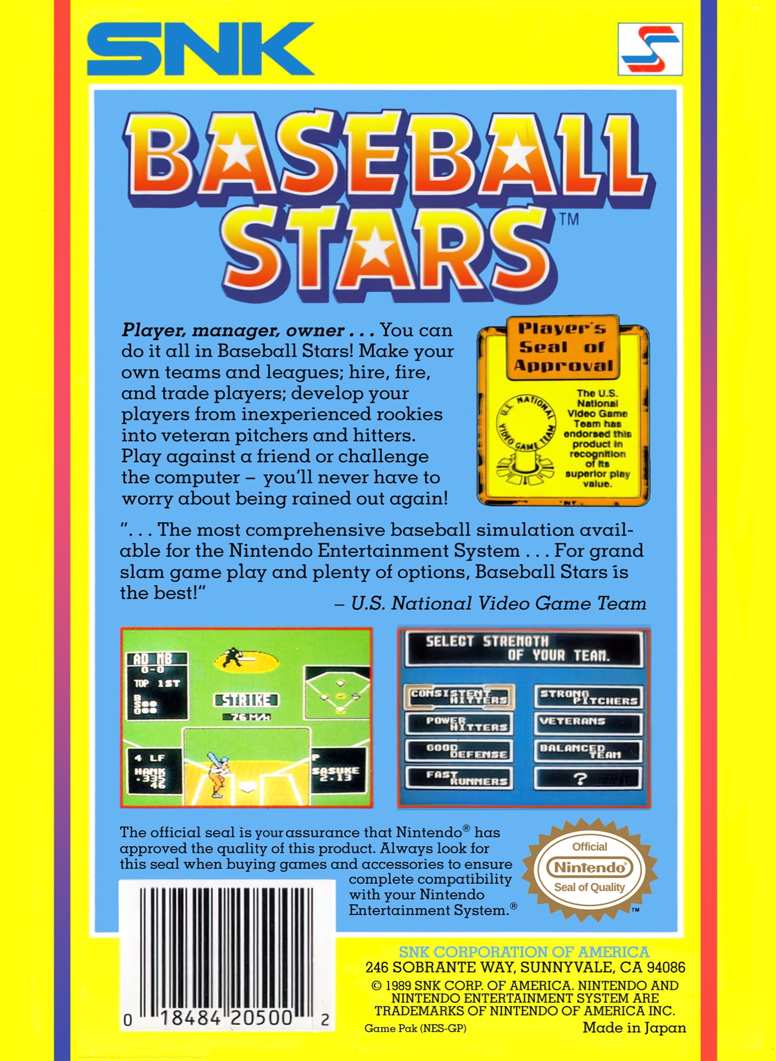 Baseball Stars NES - Video Game - Used - CaveGamers - Image 2