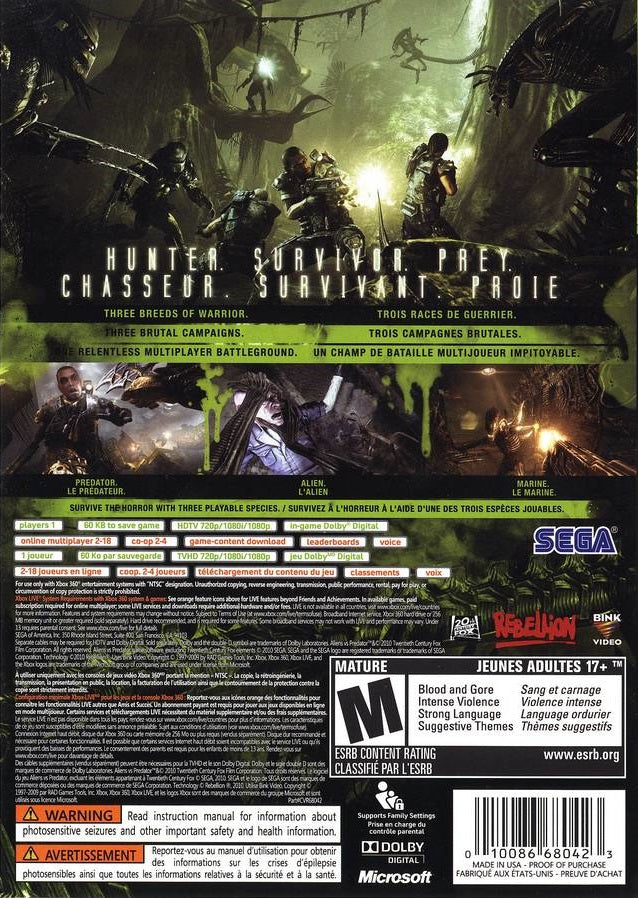 Aliens vs. Predator Xbox 360 - Video Game - Used - CaveGamers - Image 2