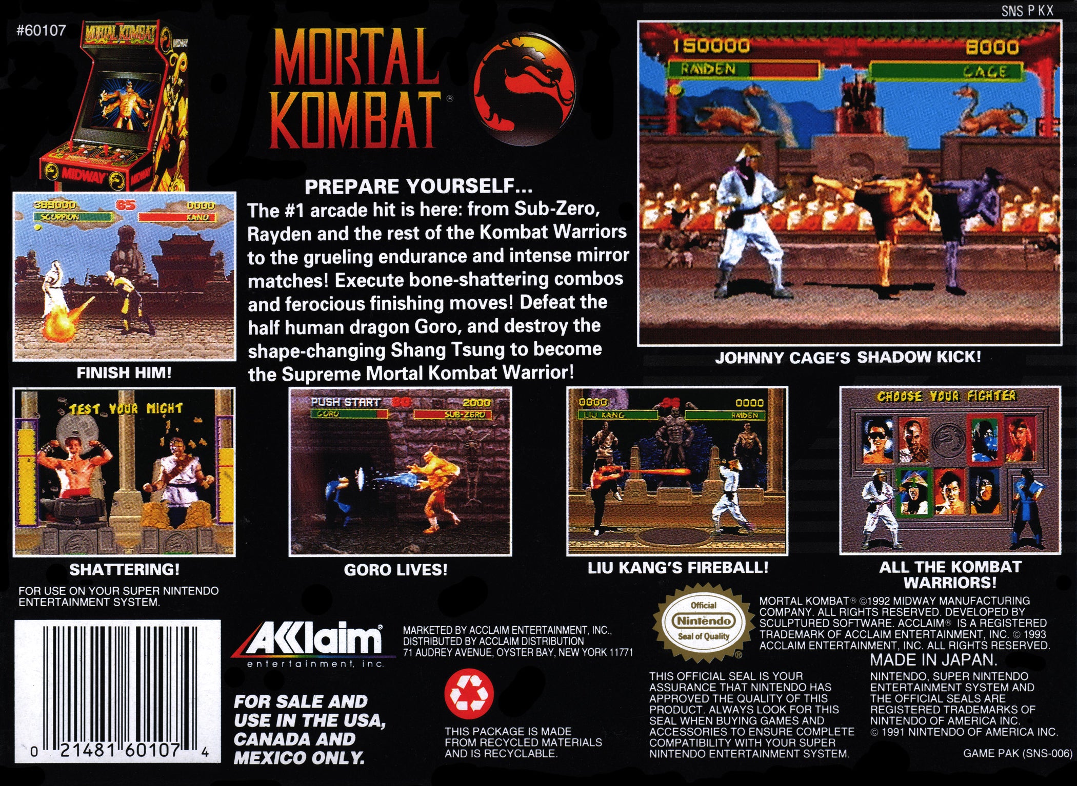 Mortal Kombat SNES - Video Game - Used - CaveGamers - Image 2